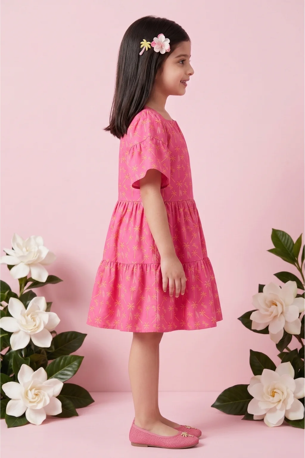 Barbie Square Neck Printed Cotton Midi Dress BAM1208 - Image 3