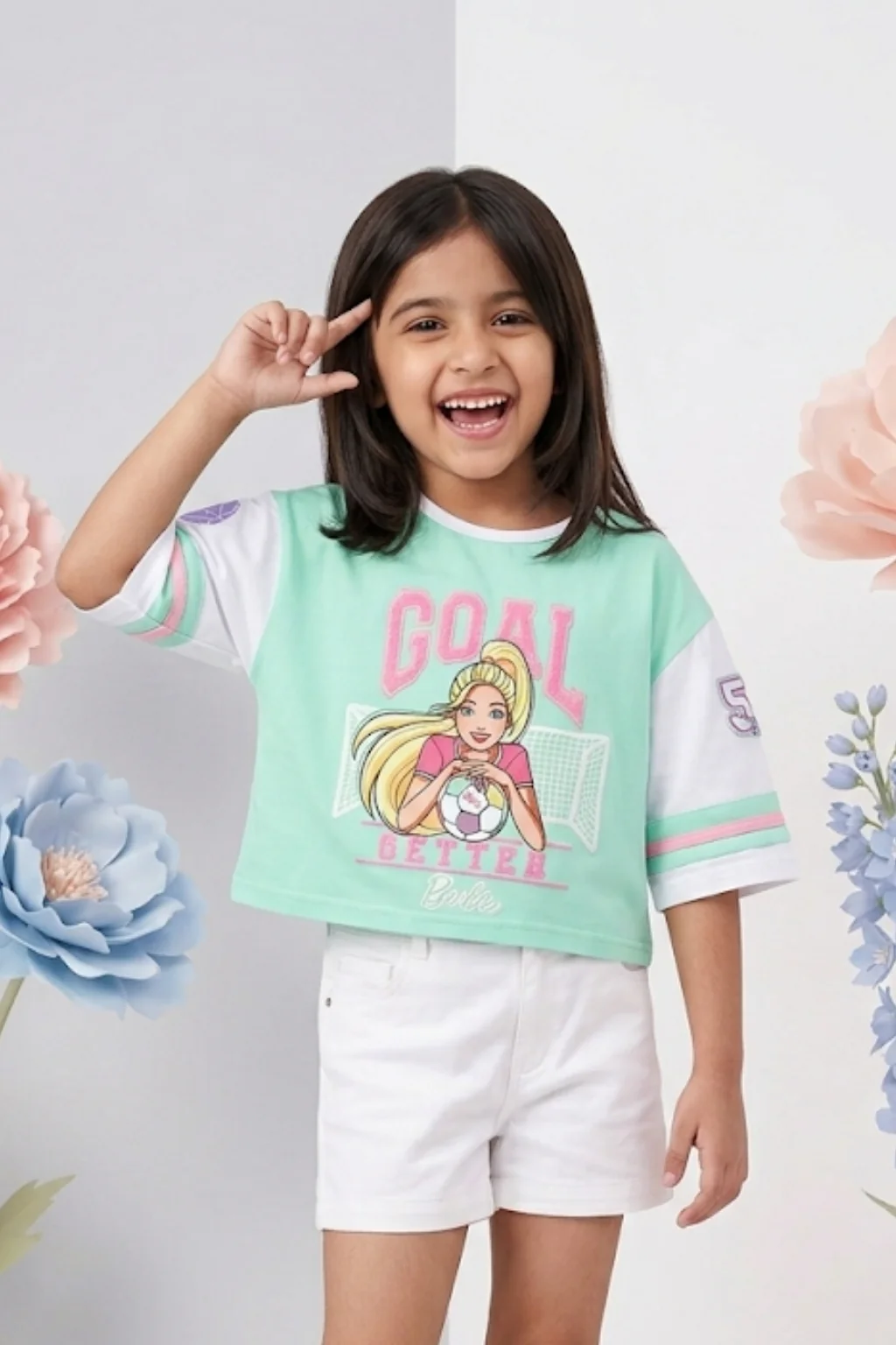 Barbie Turquoise Green Oversized Graphic Tee BATP2084