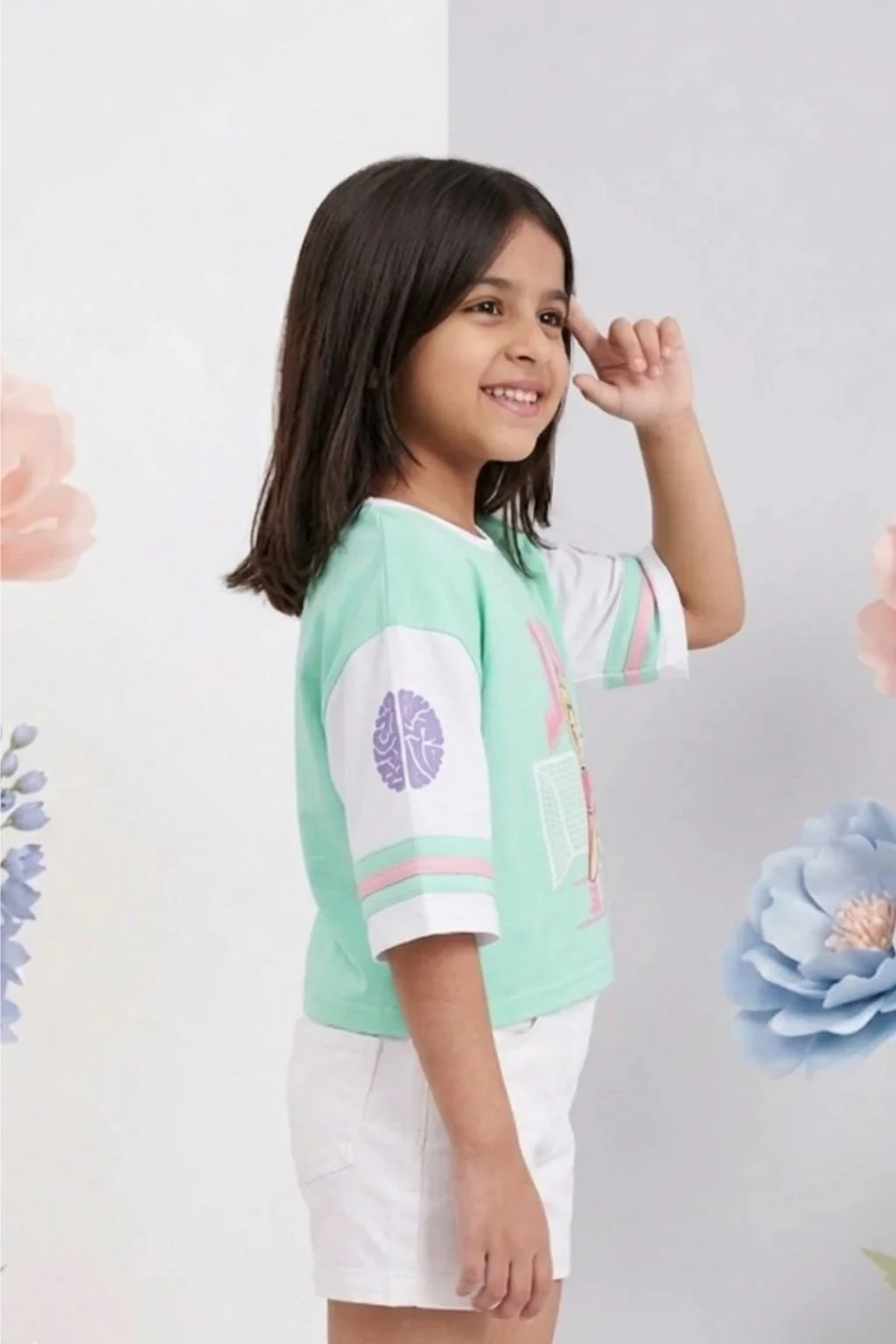 Barbie Turquoise Green Oversized Graphic Tee BATP2084 - Image 3