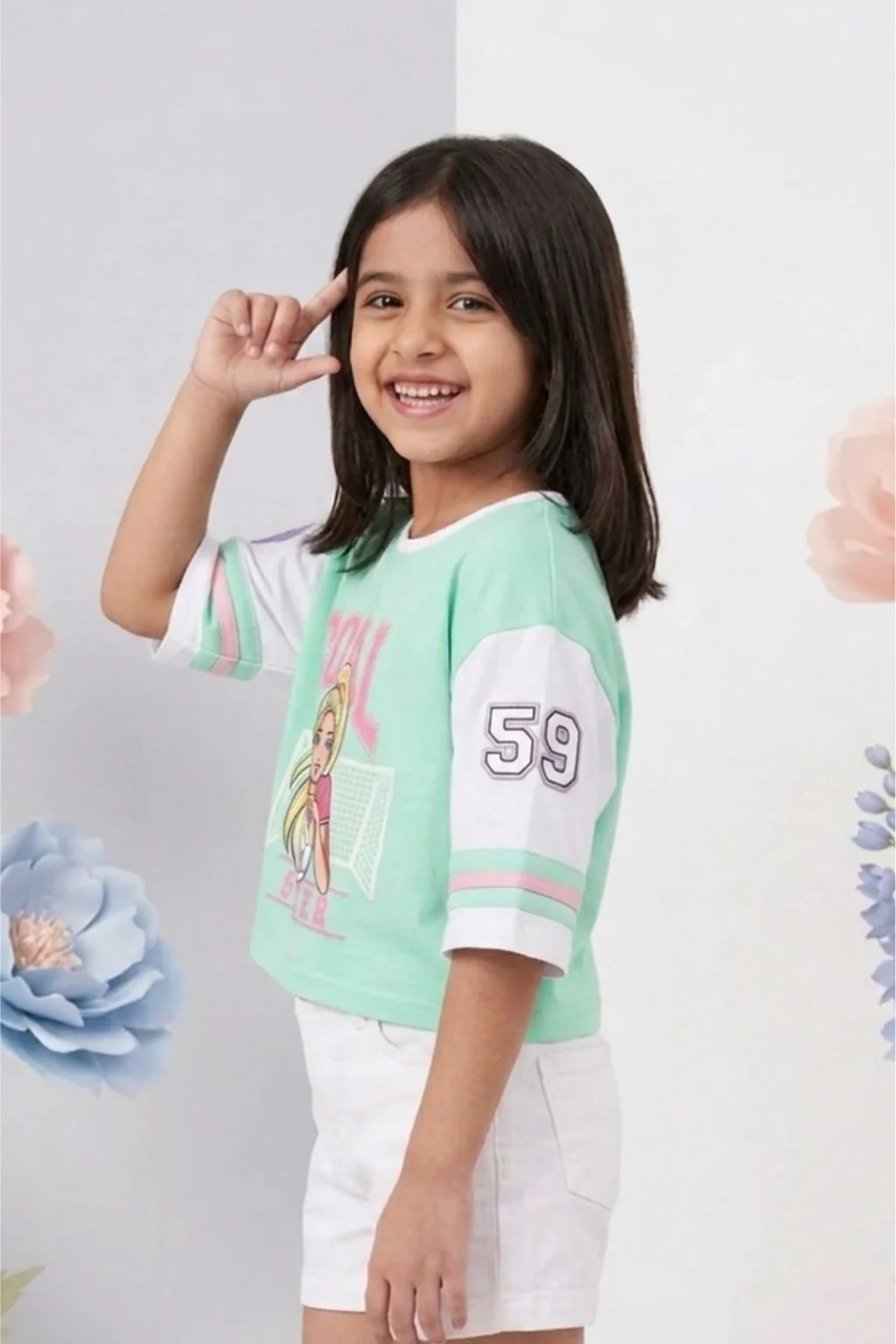 Barbie Turquoise Green Oversized Graphic Tee BATP2084 - Image 4