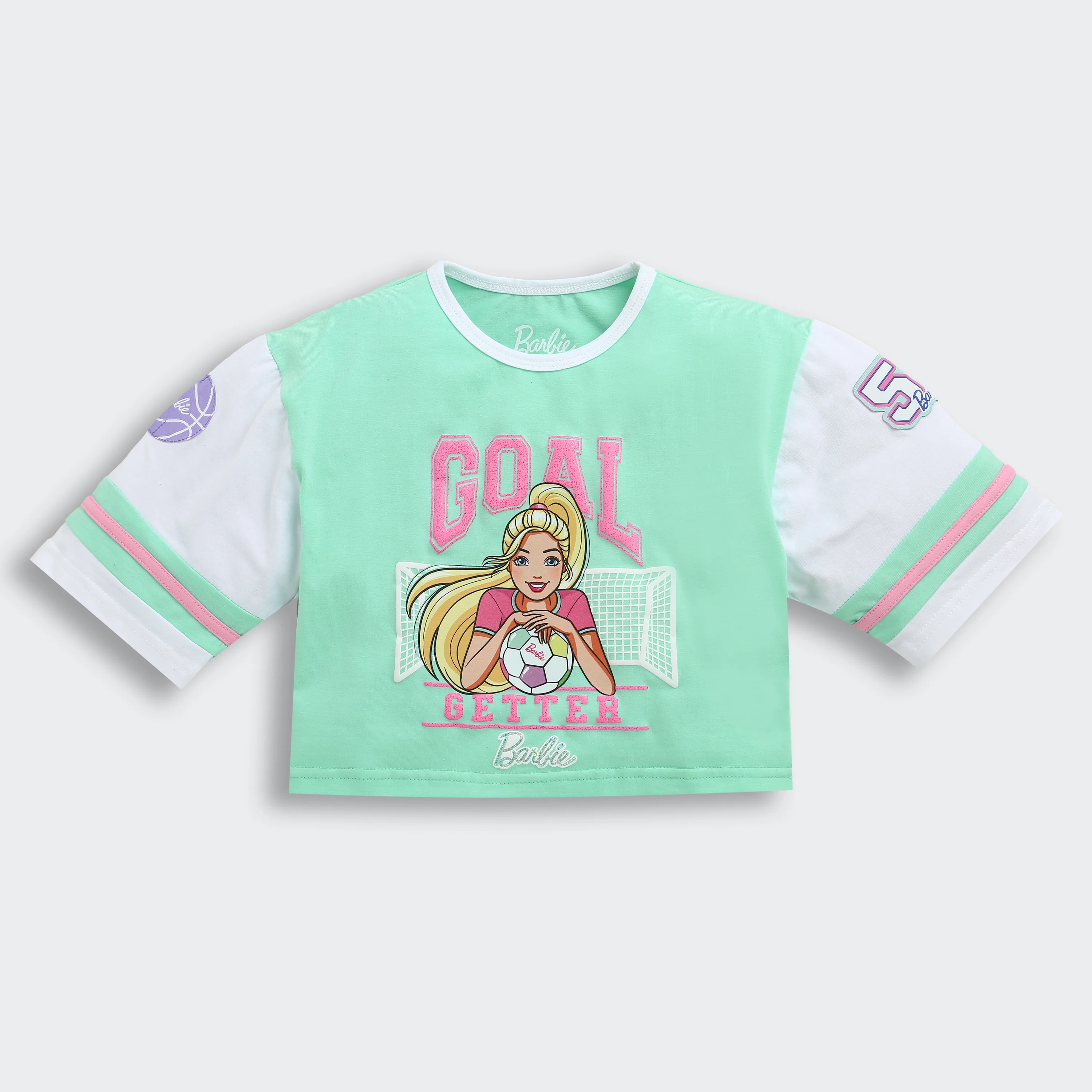 Barbie Turquoise Green Oversized Graphic Tee BATP2084 - Image 5