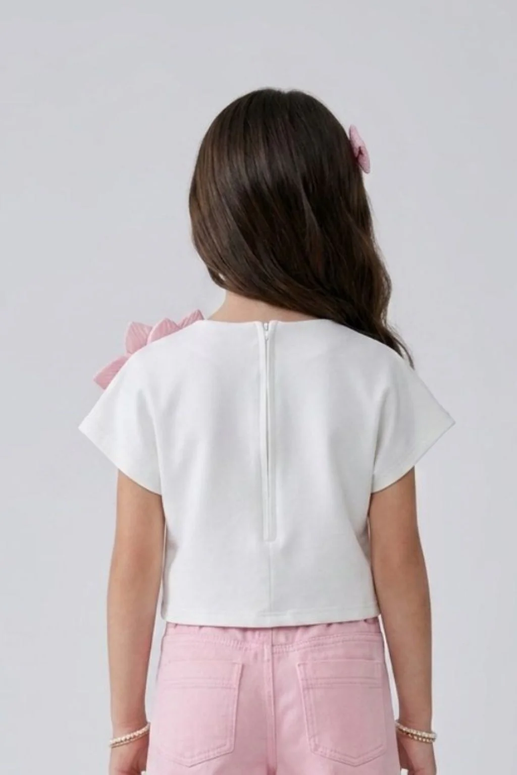 Barbie White Cap Sleeve Floral Applique Top BATP2264 - Image 3
