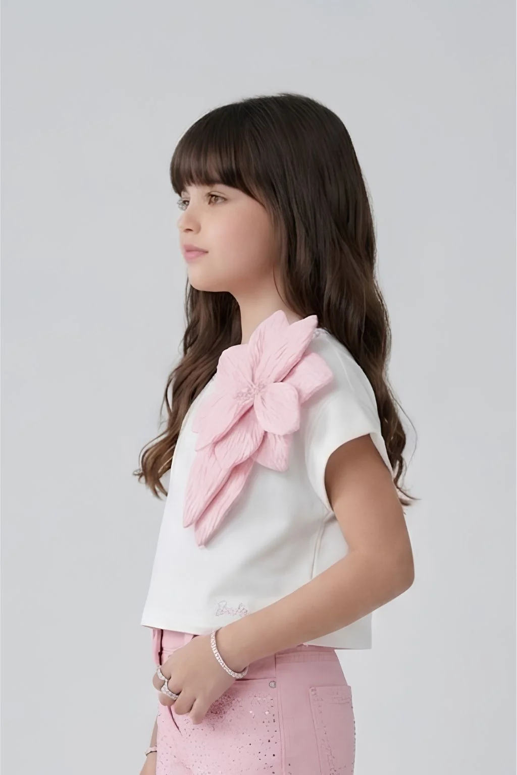 Barbie White Cap Sleeve Floral Applique Top BATP2264 - Image 5