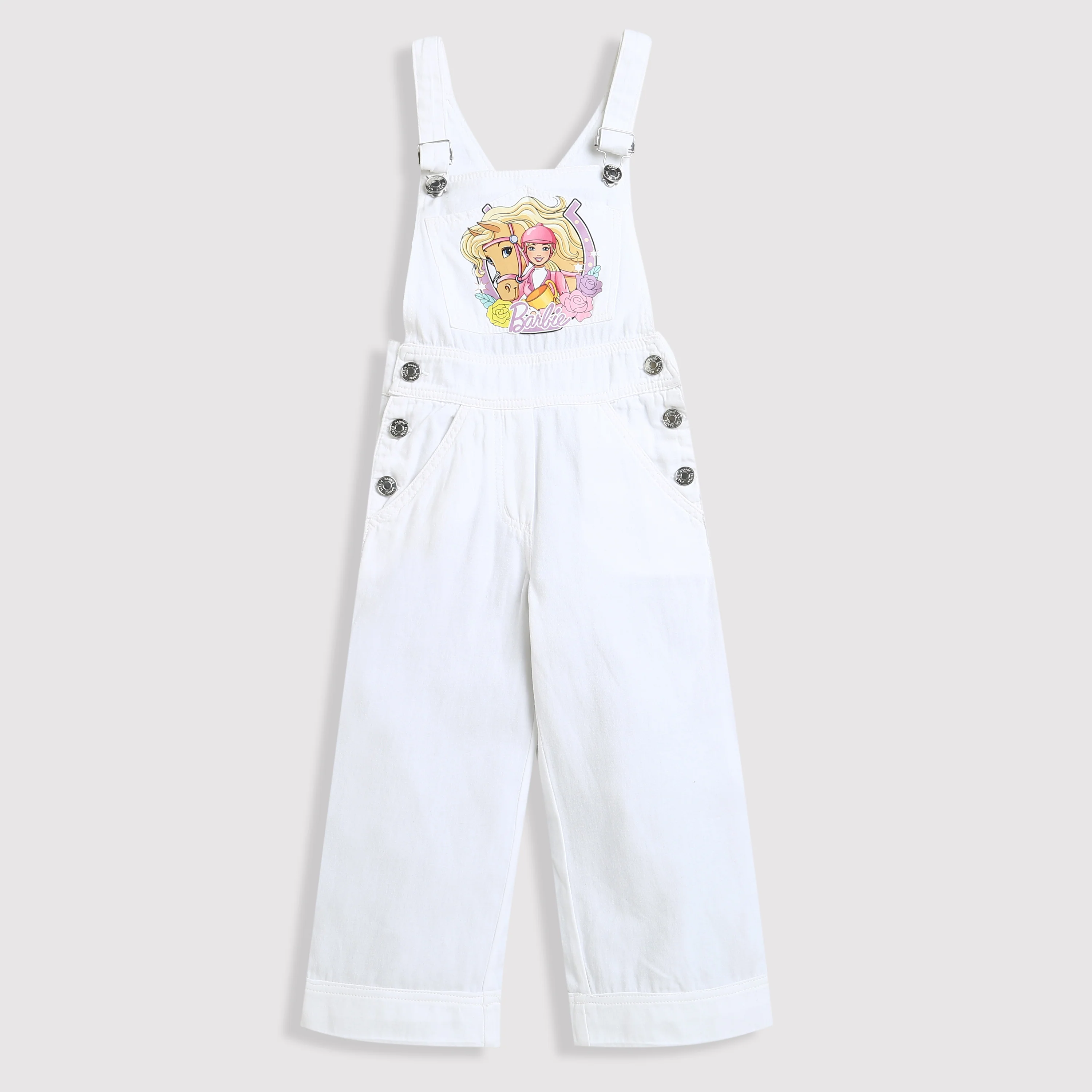 Barbie White Cotton Blend Dungaree BAD813 - Image 5