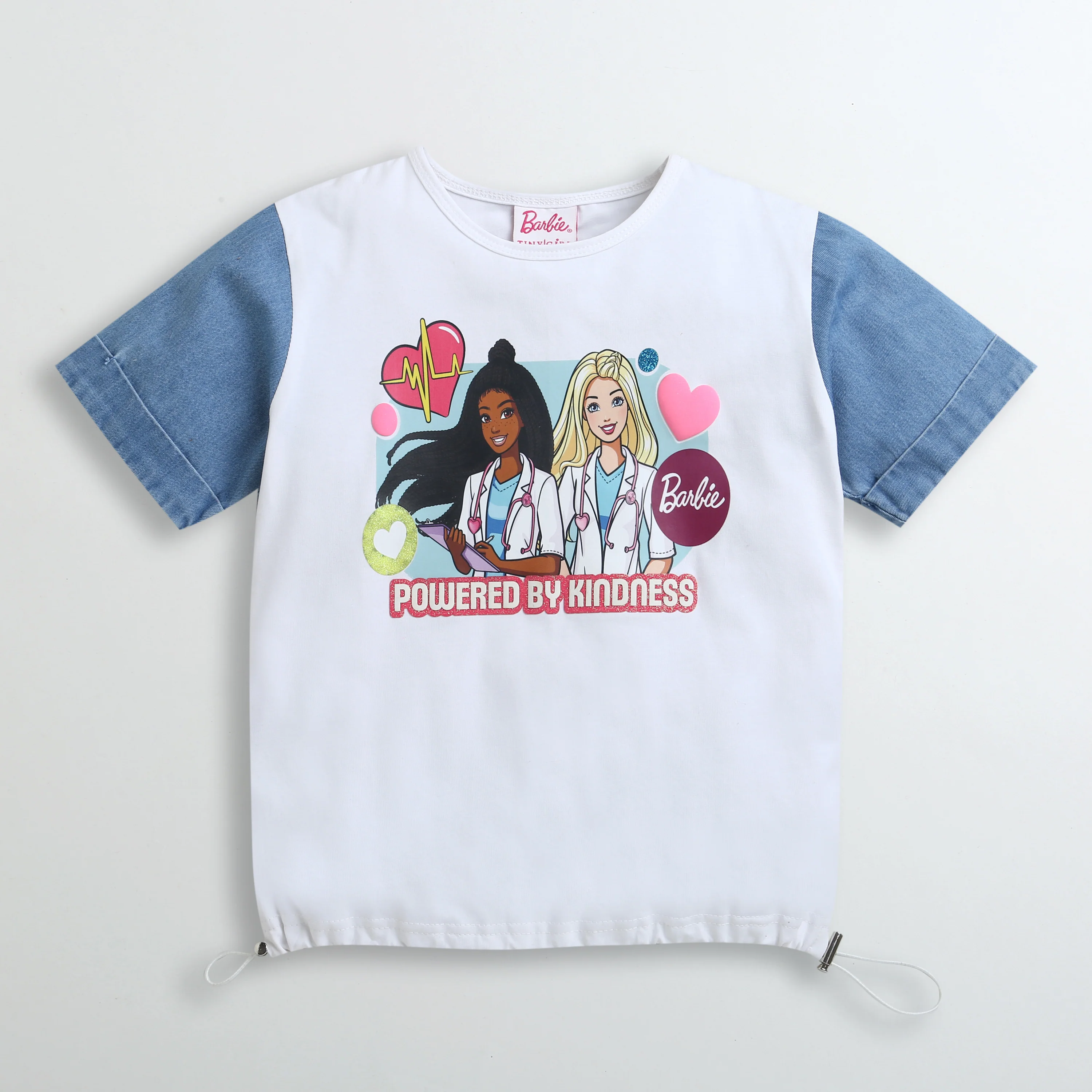 Barbie White Denim-Sleeve T-Shirt BATP2048 - Image 5