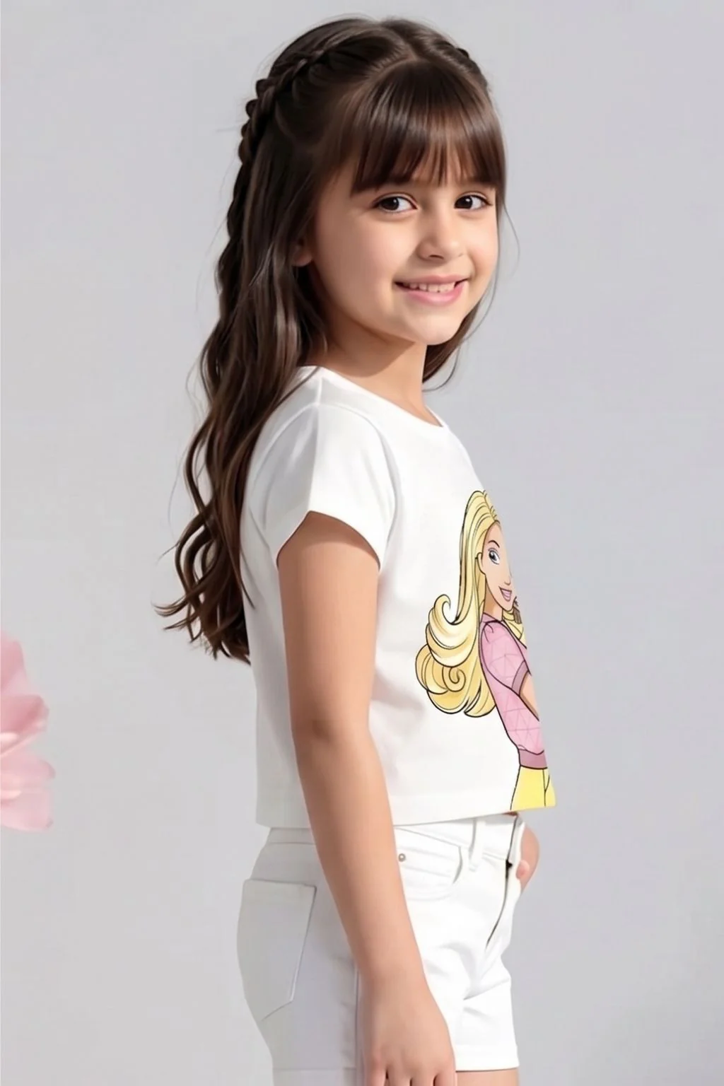 Barbie White Graphic Crop T-Shirt BATP2006 - Image 3