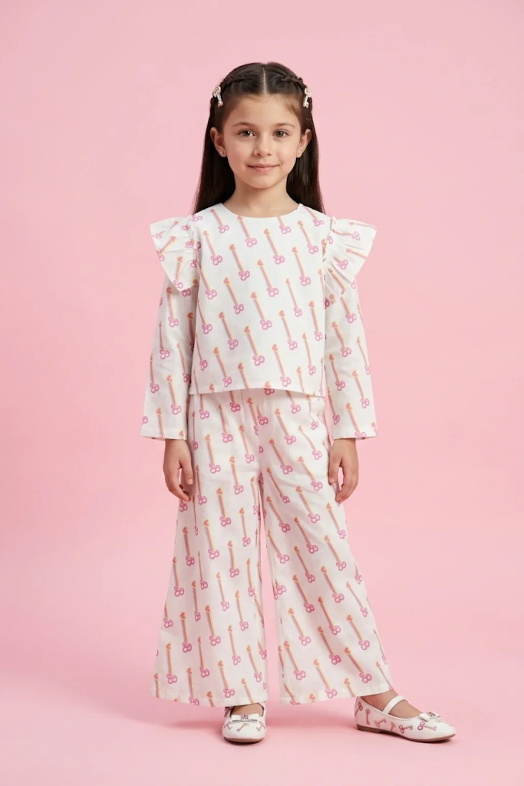 Barbie White Printed Co-Ord Set BAISET0003