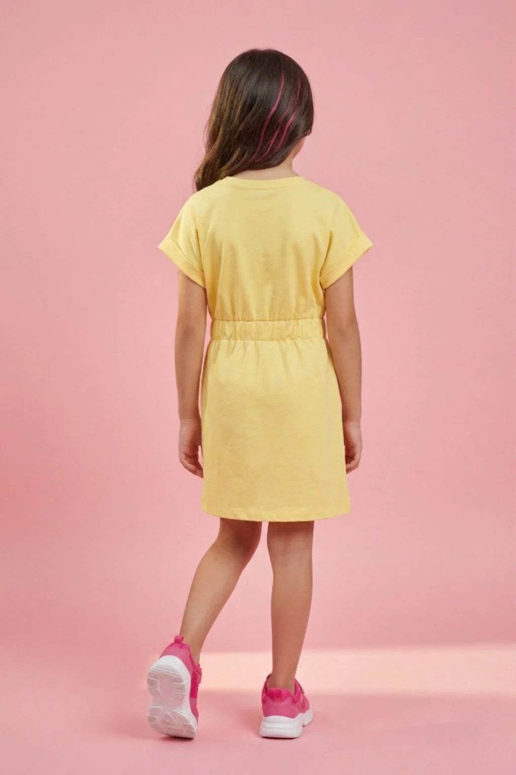 Barbie Yellow Casual T-Shirt Dress with Drawstring Waist BAM1276 - Image 2