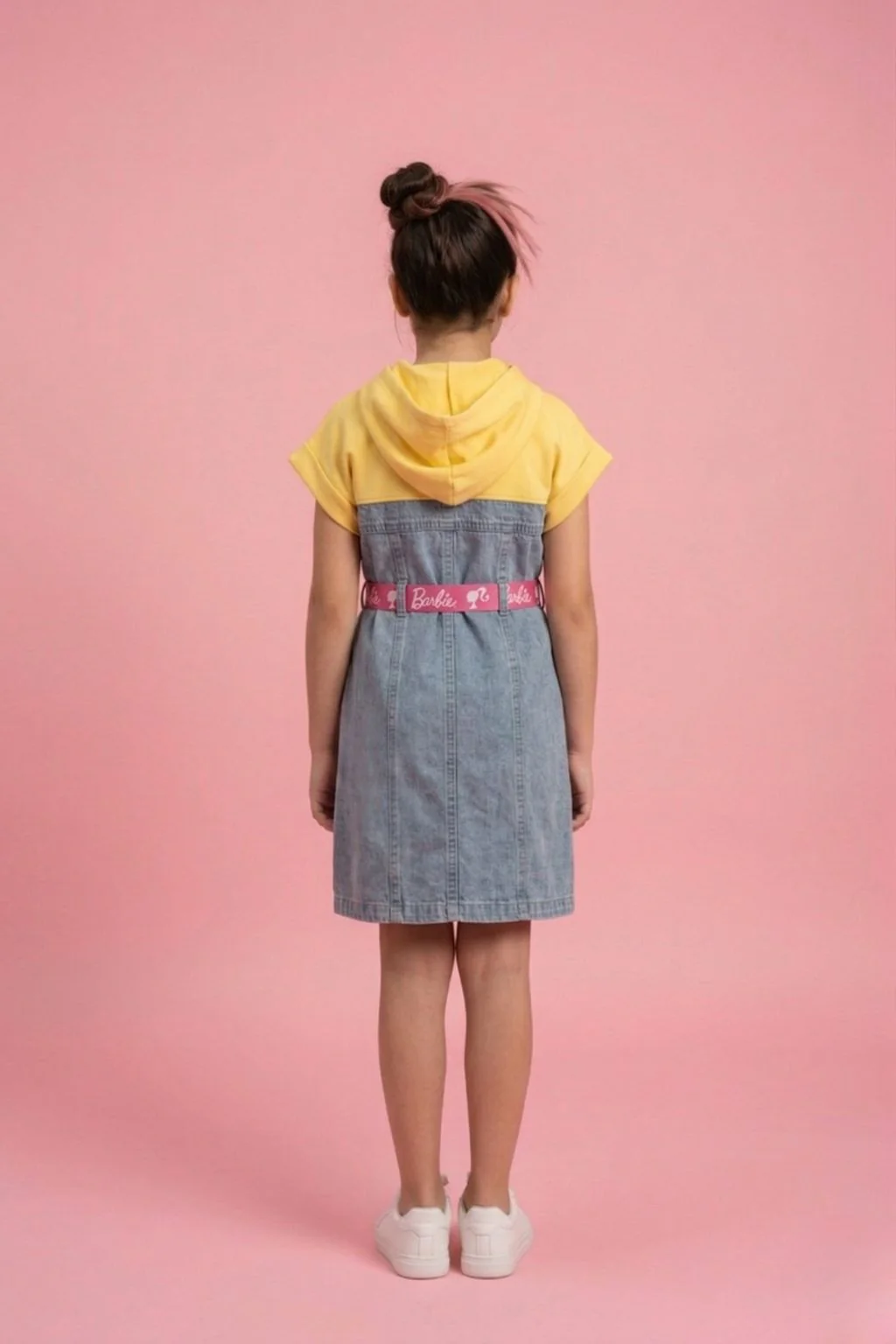 Barbie Yellow Hooded Denim Dress BAM1275 - Image 2