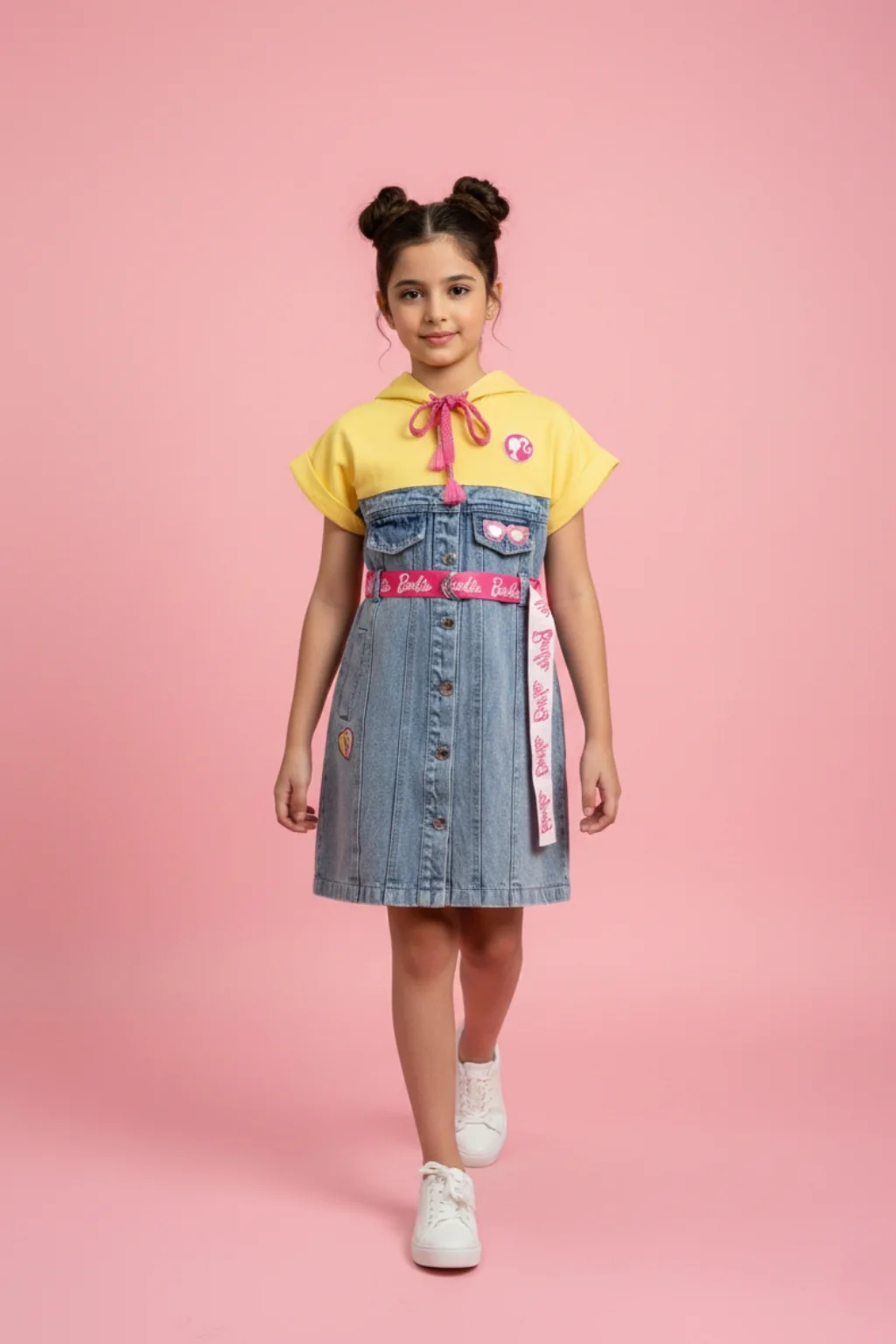 Barbie Yellow Hooded Denim Dress BAM1275 - Image 3