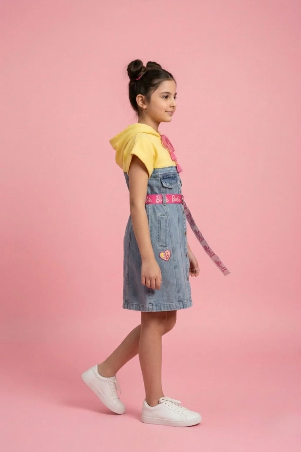 Barbie Yellow Hooded Denim Dress BAM1275 - Image 4