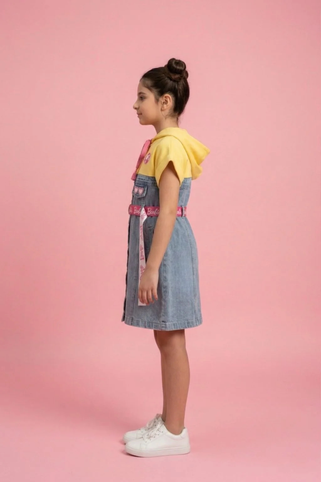 Barbie Yellow Hooded Denim Dress BAM1275 - Image 5
