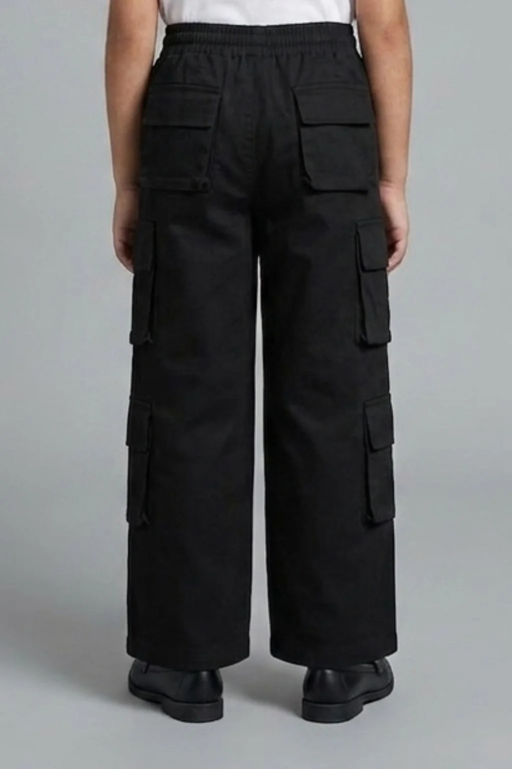 Black Cargo Wide-Leg Pants P1602 - Image 2