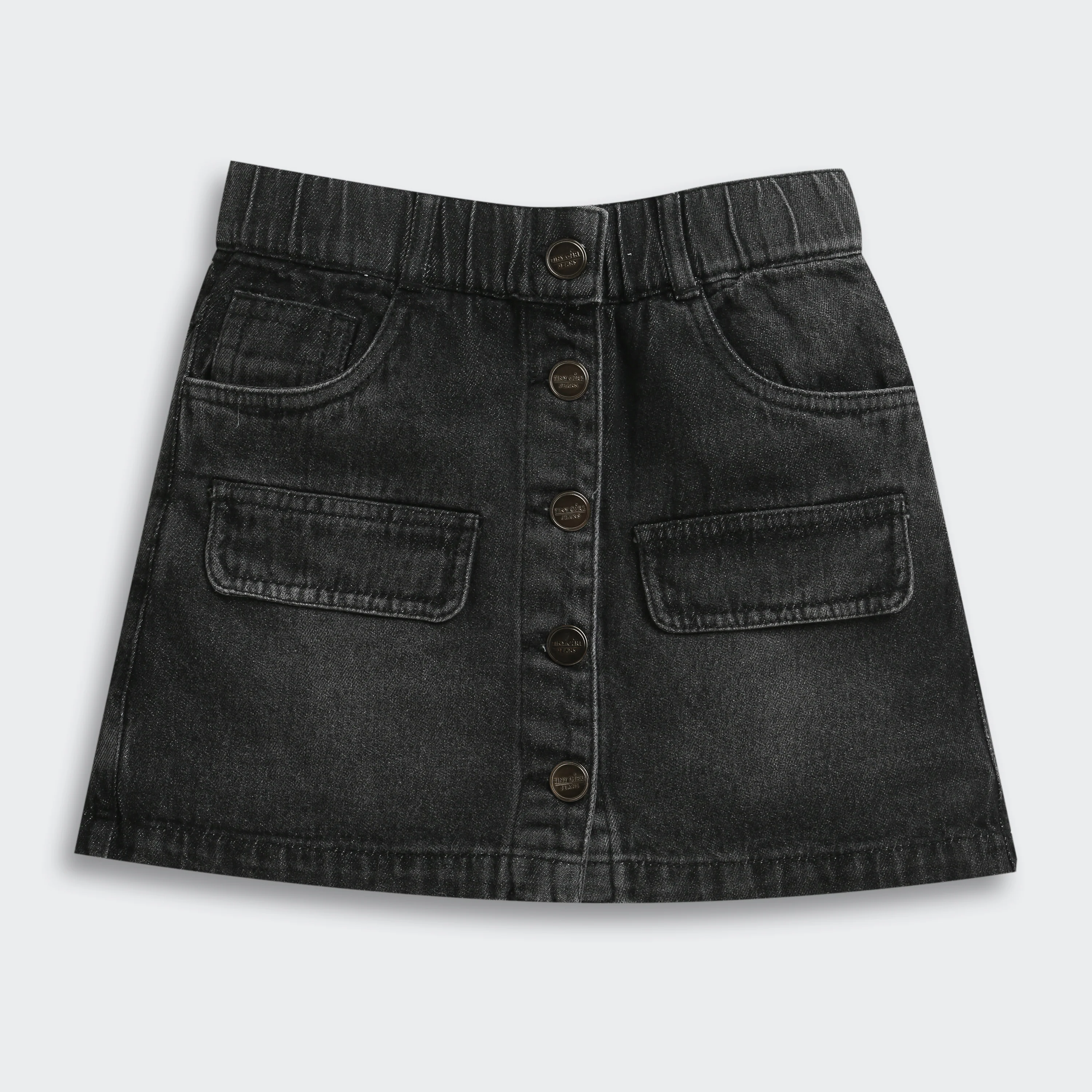 Black Denim Button-Front Skirt for Girls S892 - Image 5
