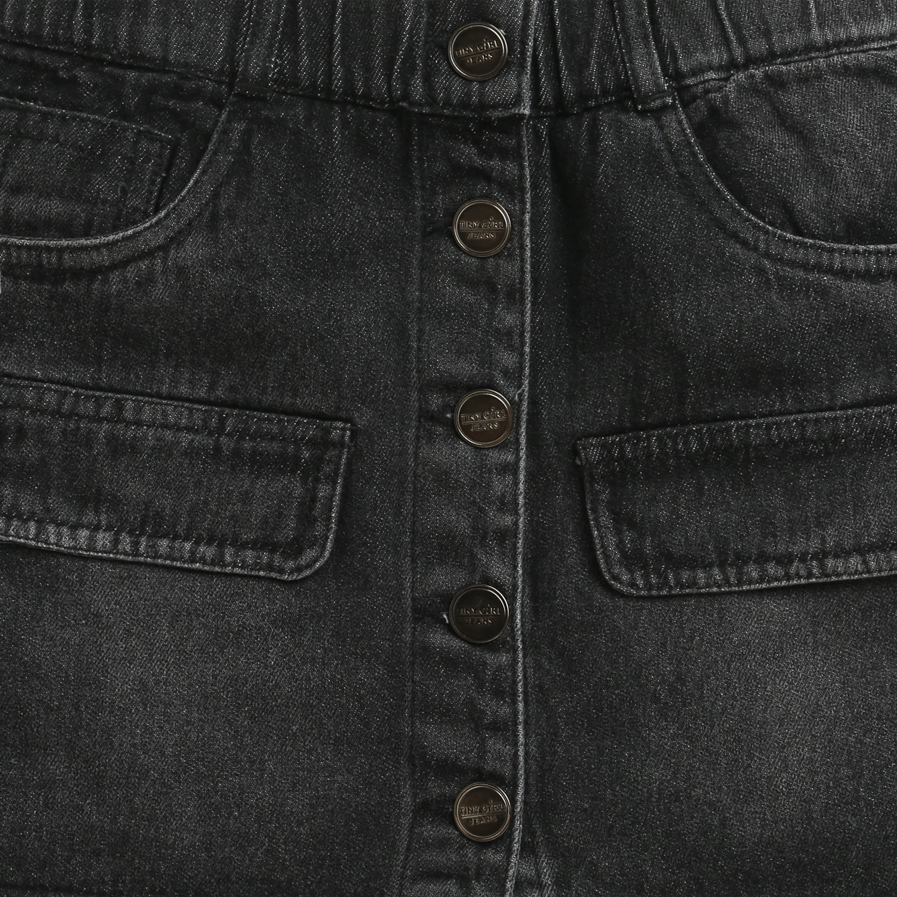 Black Denim Button-Front Skirt for Girls S892 - Image 7