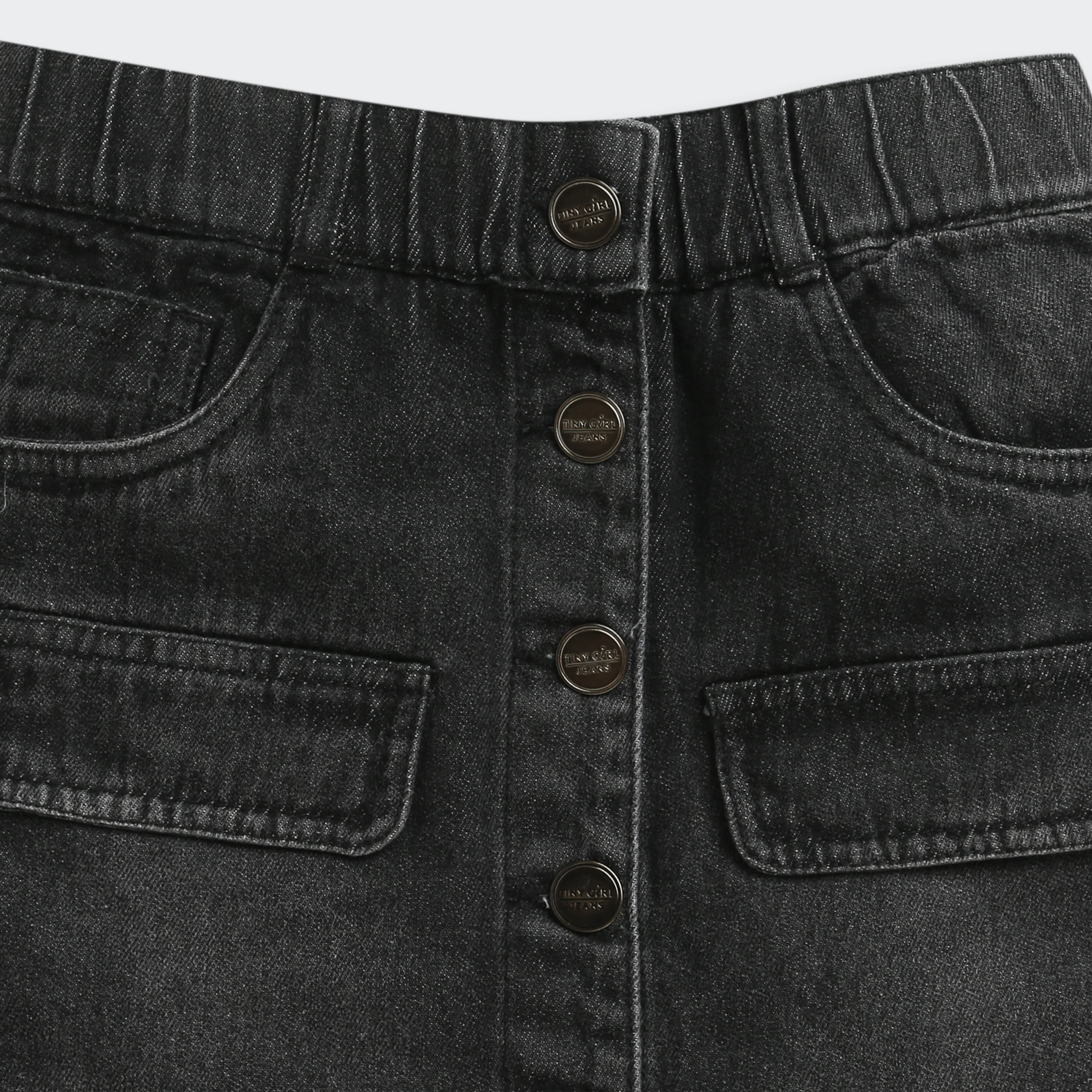 Black Denim Button-Front Skirt for Girls S892 - Image 8