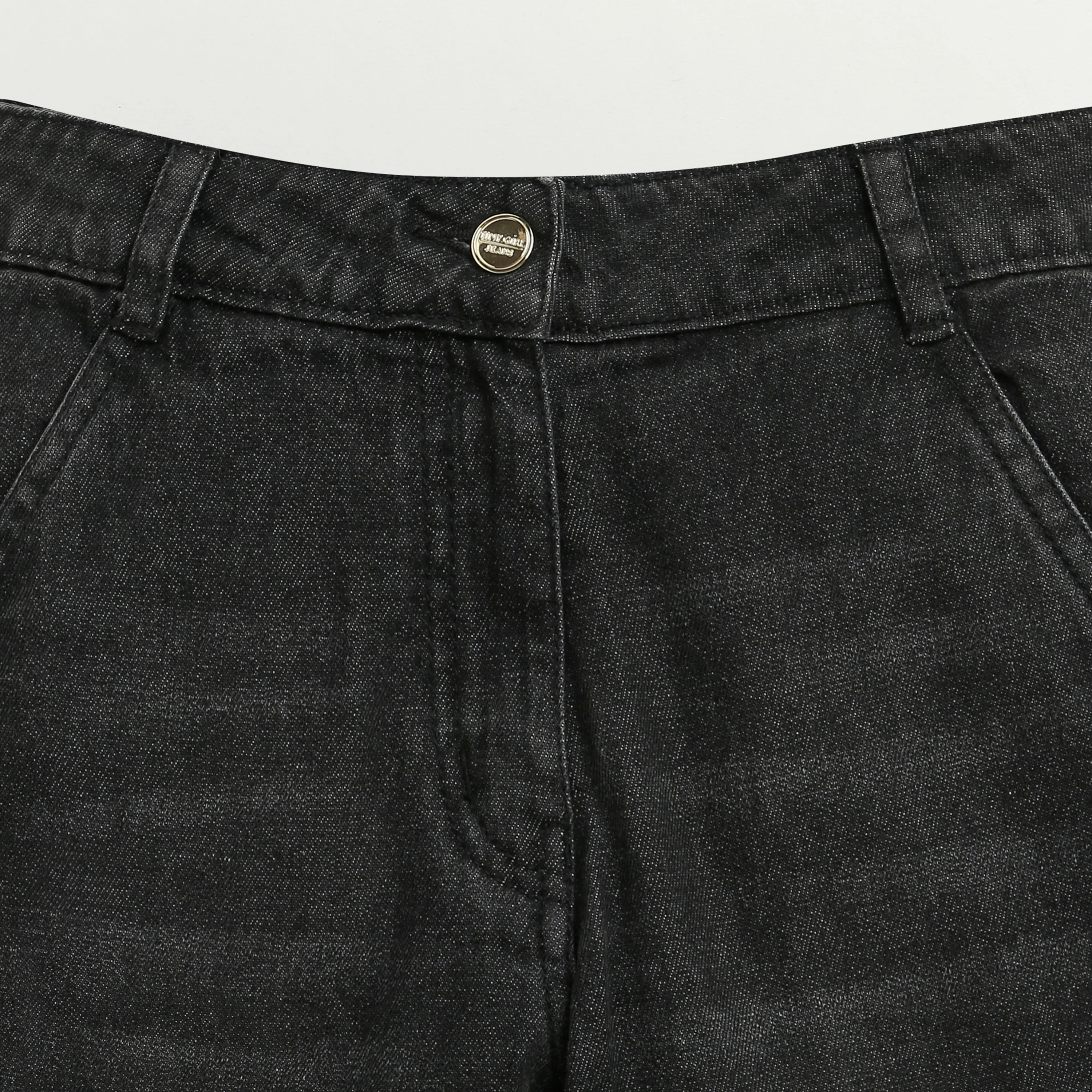 Black Denim Cargo Flared Jeans P1634 - Image 7