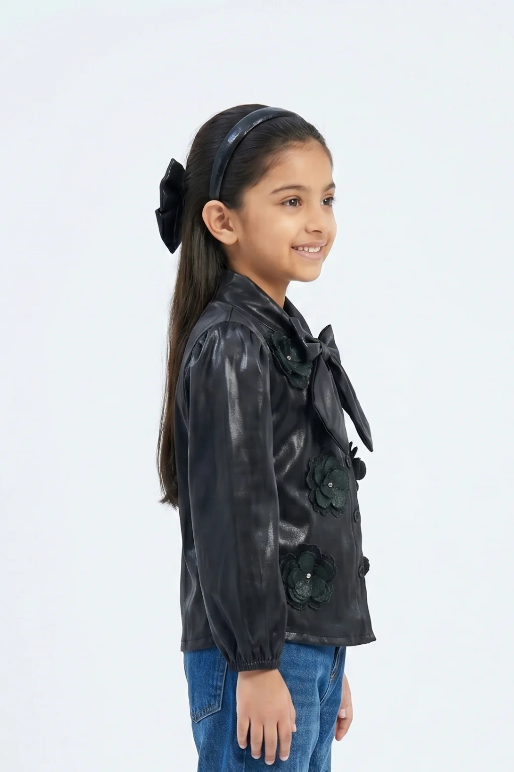 Black Elegant Satin Party Shirt TG6530 - Image 3