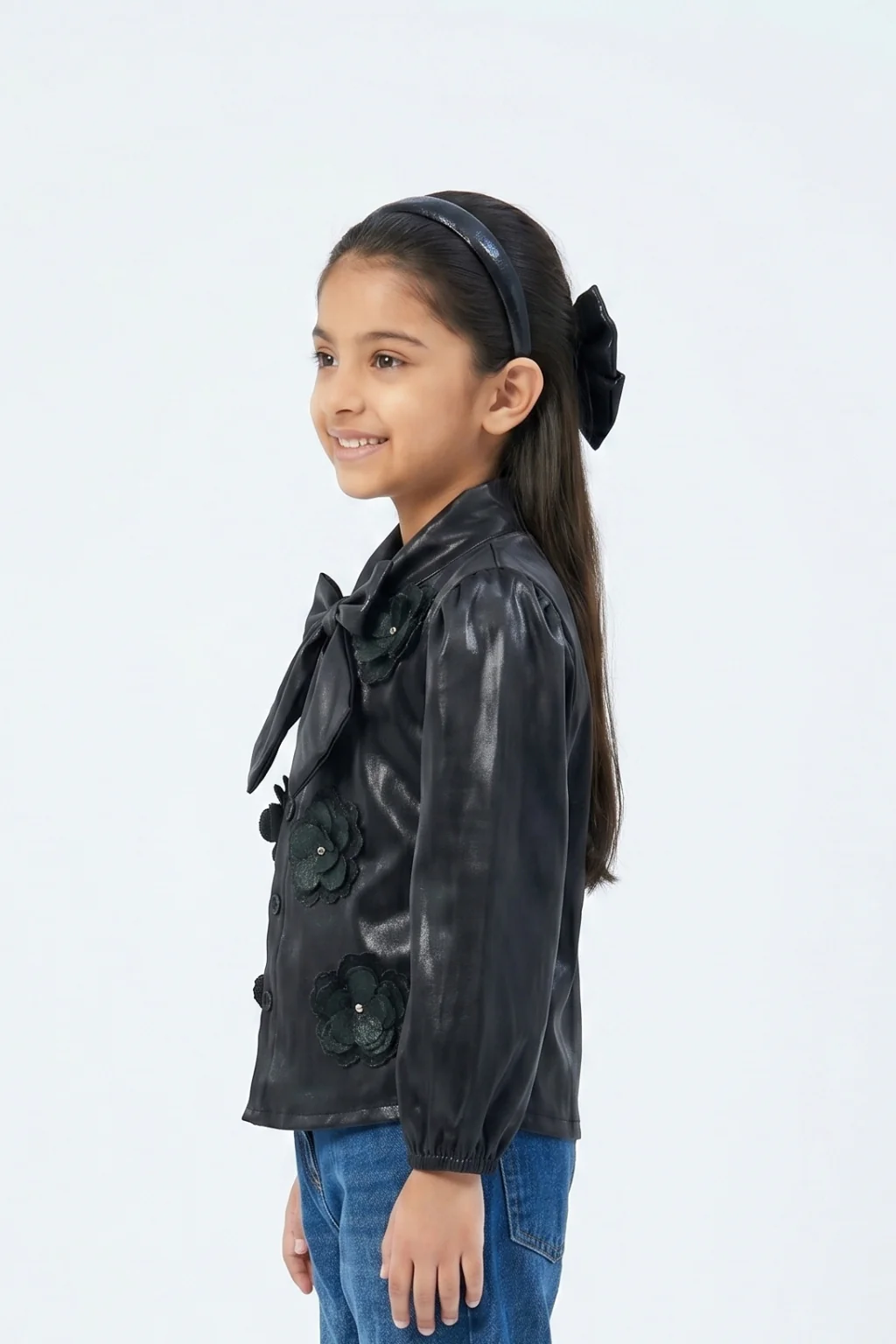 Black Elegant Satin Party Shirt TG6530 - Image 4