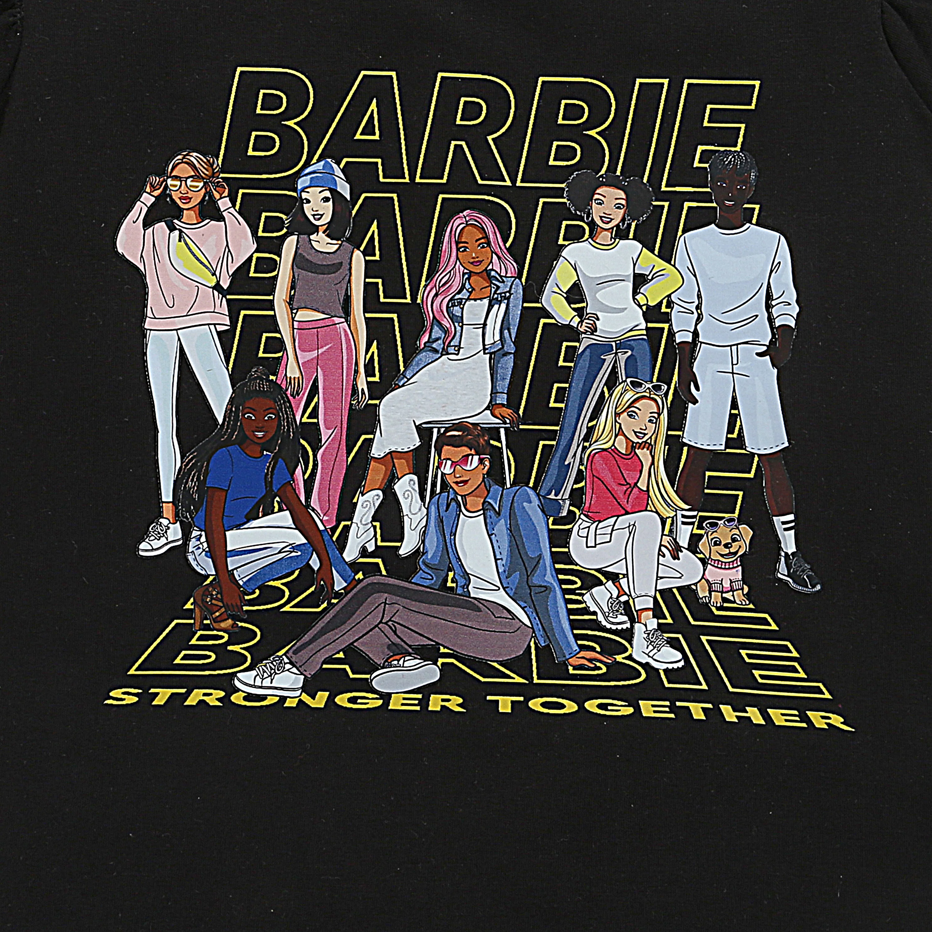 Black Ruffle-Sleeve Barbie Graphic T-Shirt BATP2005 - Image 8