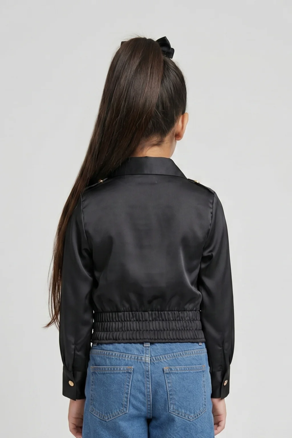 Black Satin Shirt TG6247 - Image 2