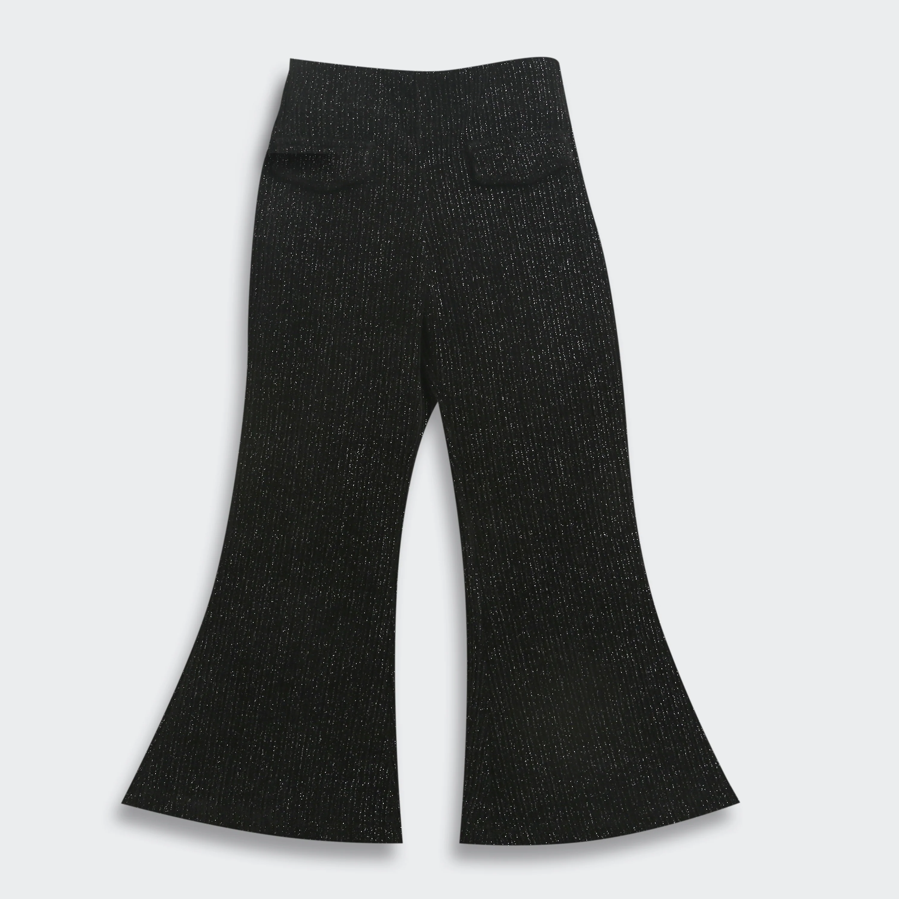 Black Shimmer Flared Pants P1693 - Image 2