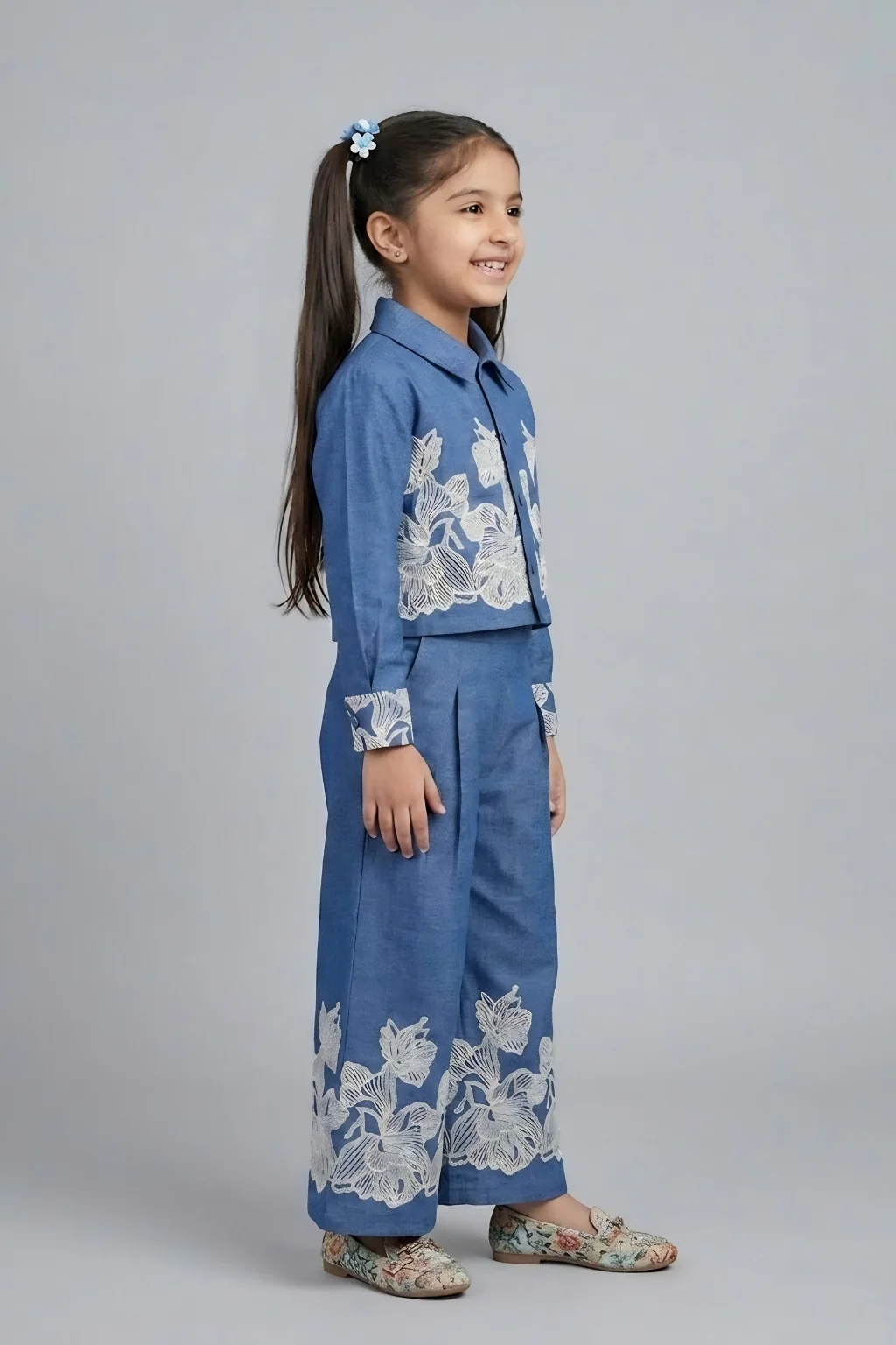 Blue Blossom Embroidered Co-Ord Set 3200 - Image 3