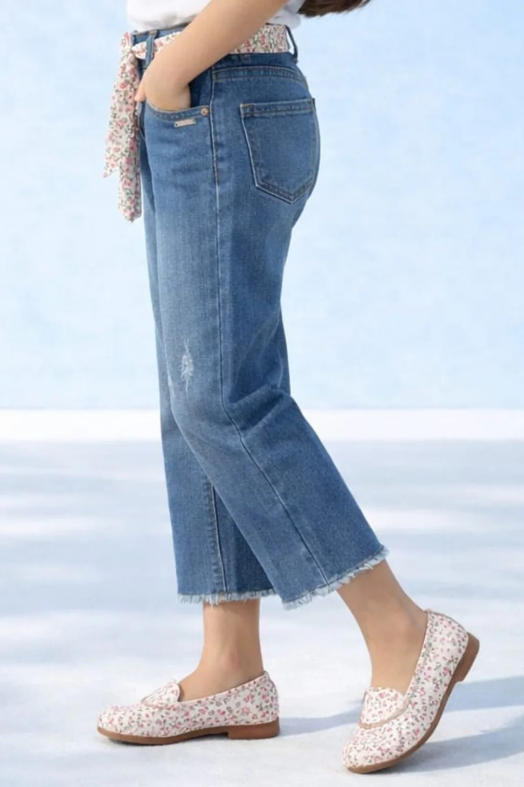 Blue Cropped Straight Fit Jeans P1495 - Image 3
