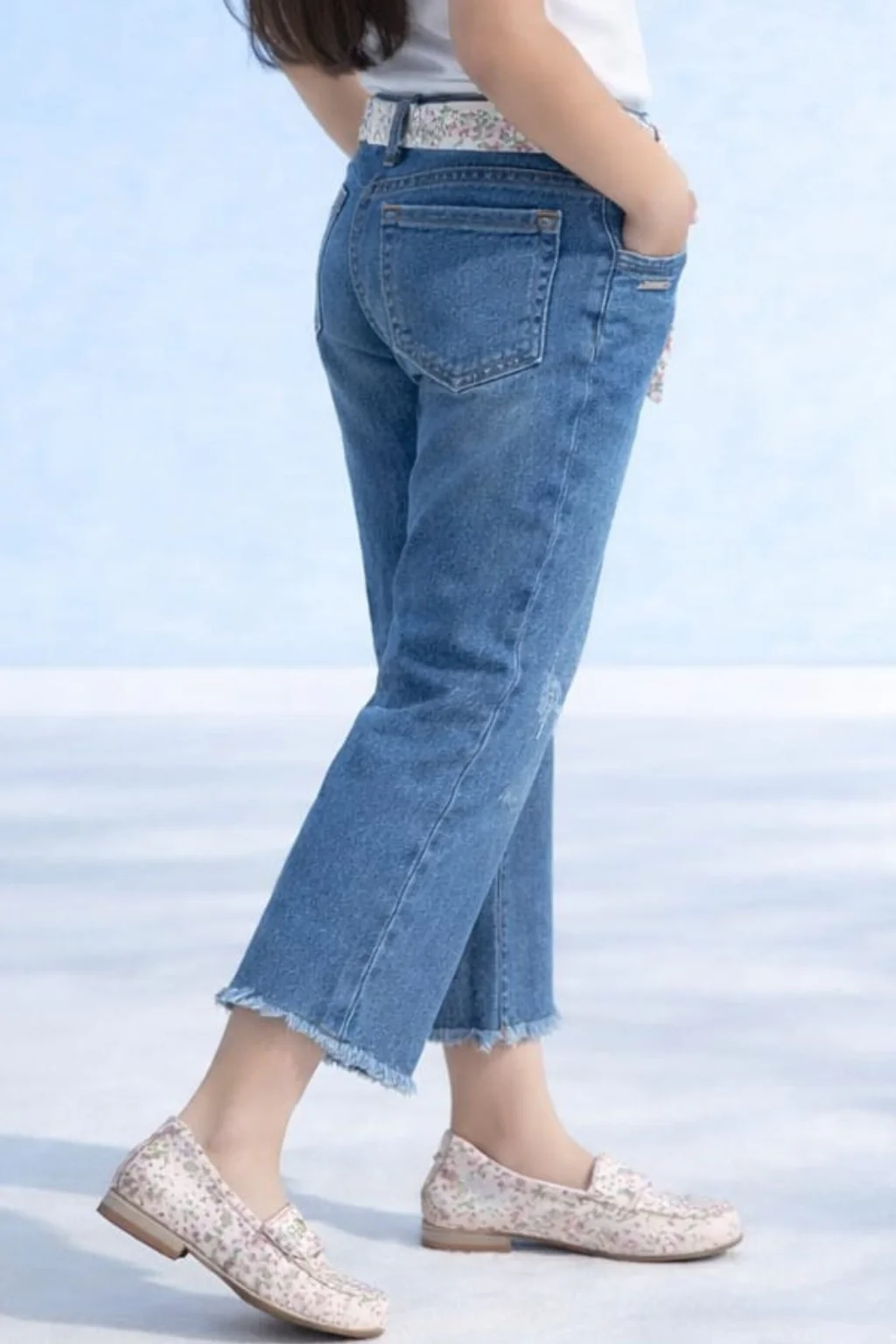 Blue Cropped Straight Fit Jeans P1495 - Image 4