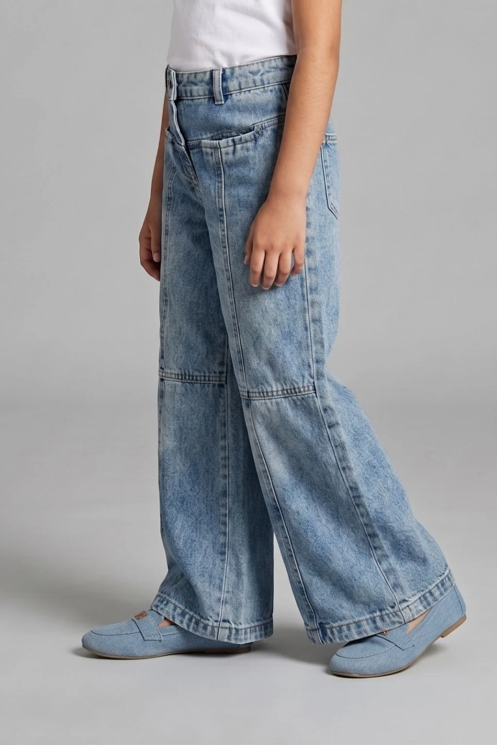 Blue High-Rise Wide Leg Denim Jeans P1631 - Image 4