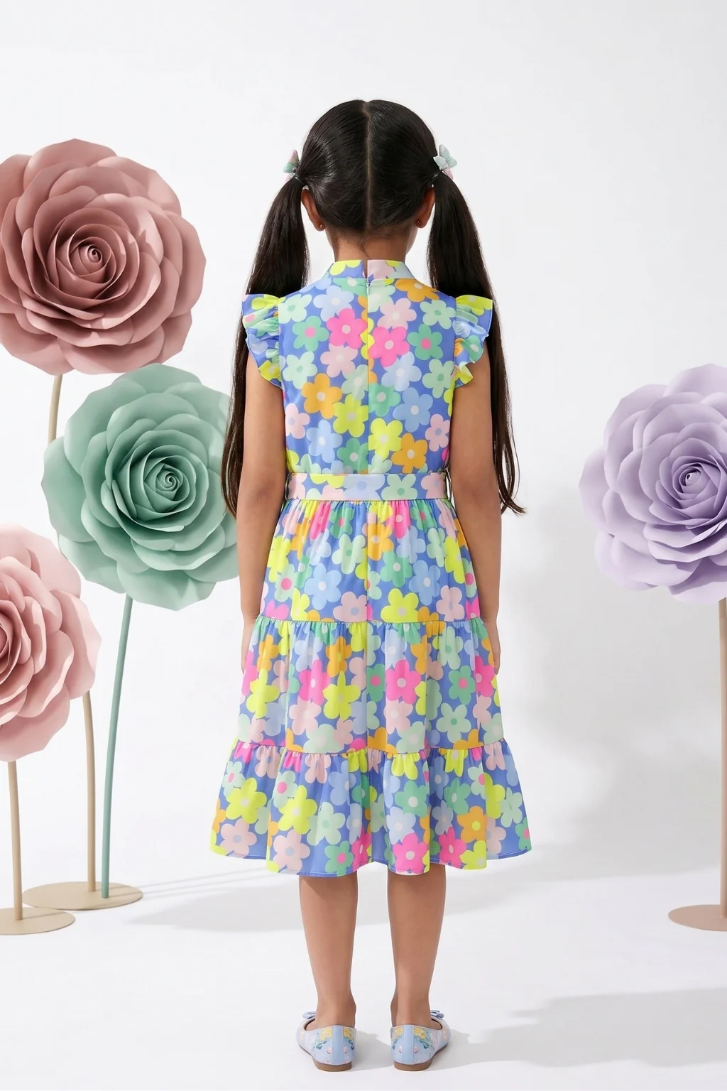 Blue Multicolour Floral Tiered Dress M2262 - Image 2