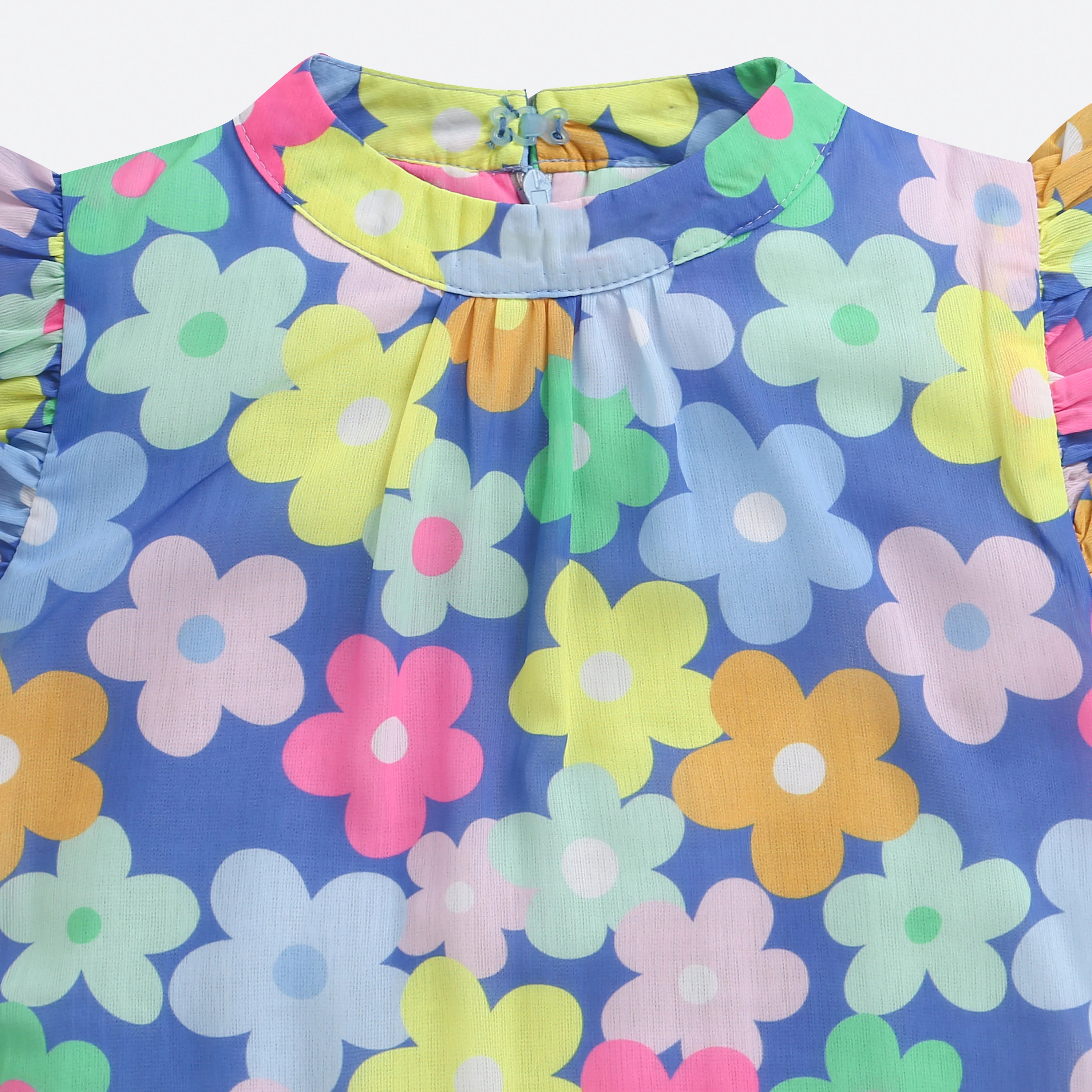 Blue Multicolour Floral Tiered Dress M2262 - Image 7
