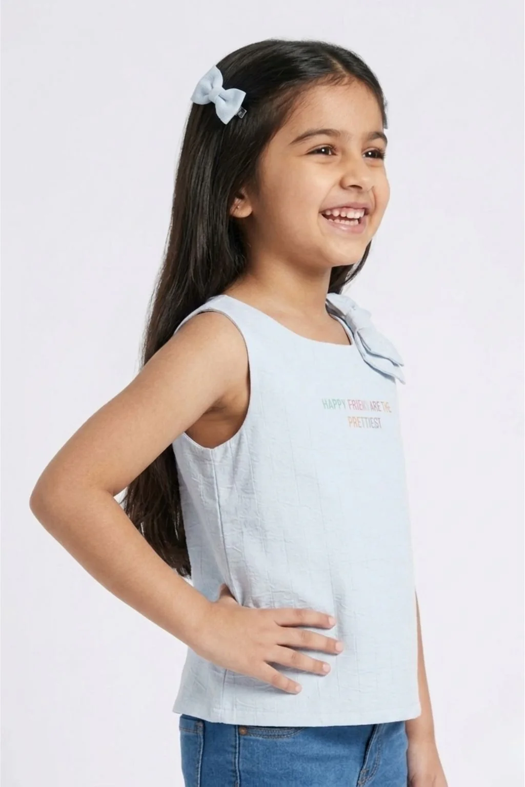 Blue One-Shoulder Bow Top TG5050 - Image 3