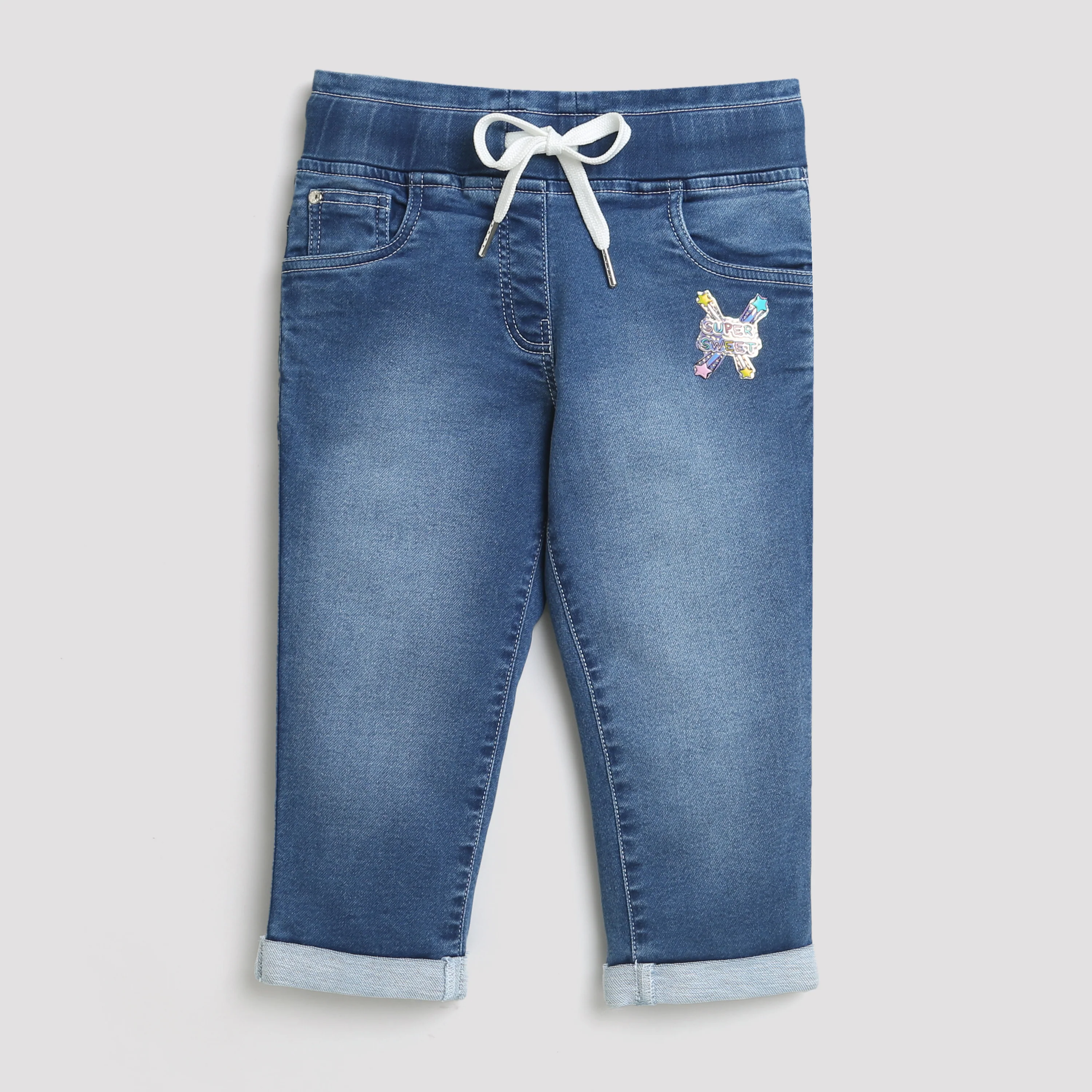 Blue Rolled Hem Denim Shorts PD0053 - Image 5