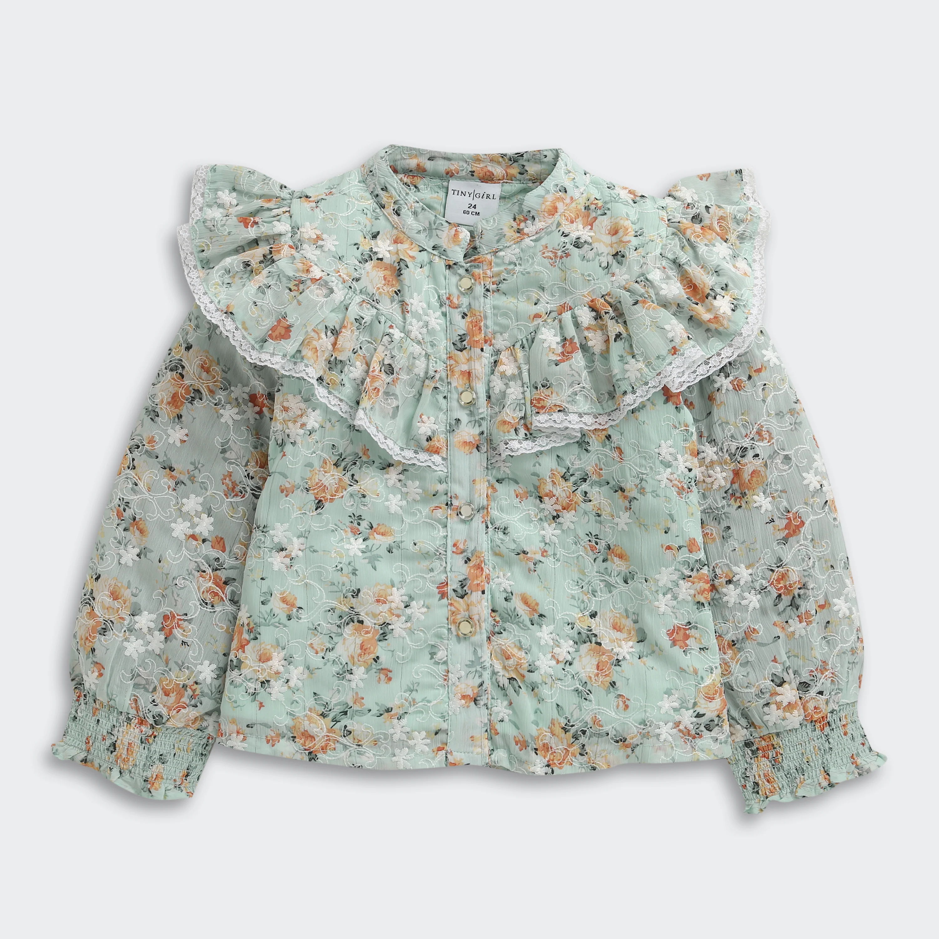 Blush Bloom Ruffle Collar Sky Blue Top TG6067 - Image 5
