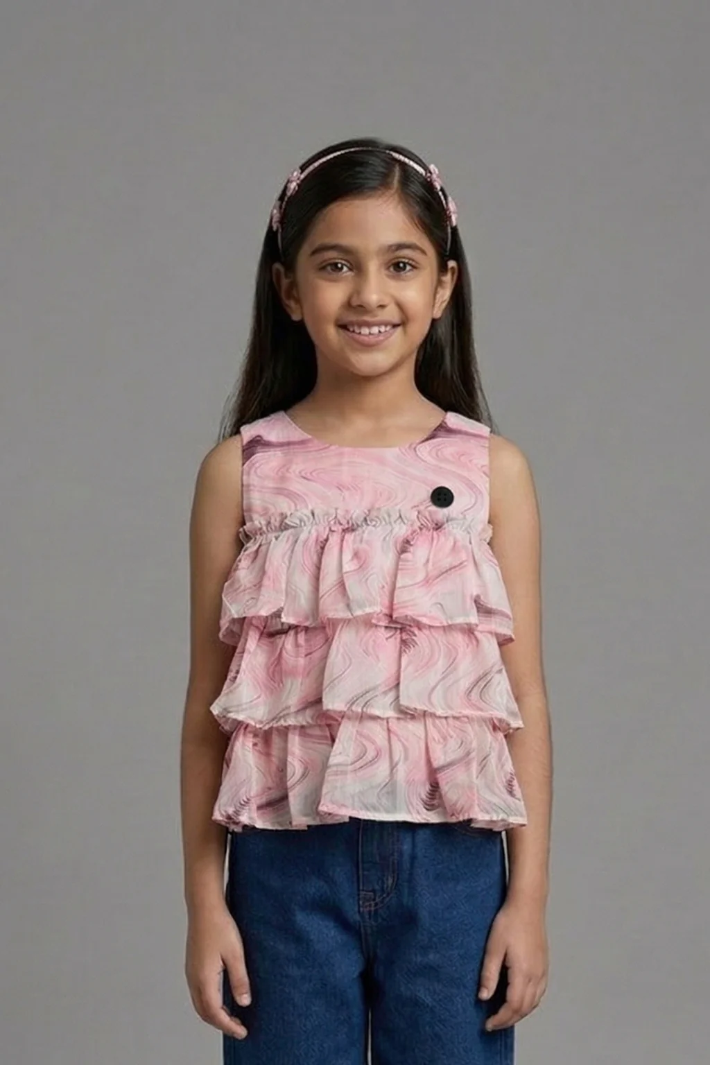 Blush Marble Tiered Ruffle Top TG6185