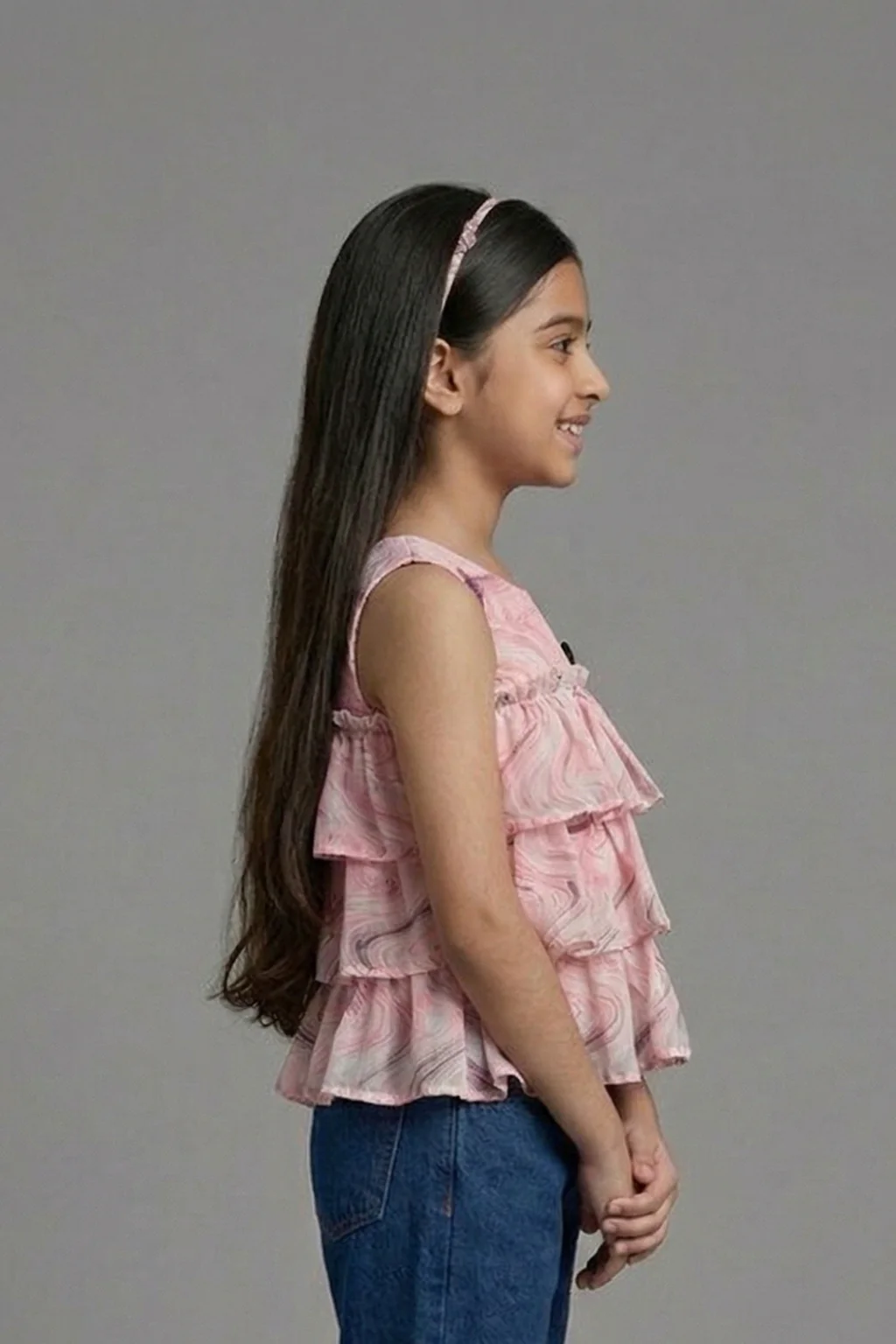 Blush Marble Tiered Ruffle Top TG6185 - Image 4