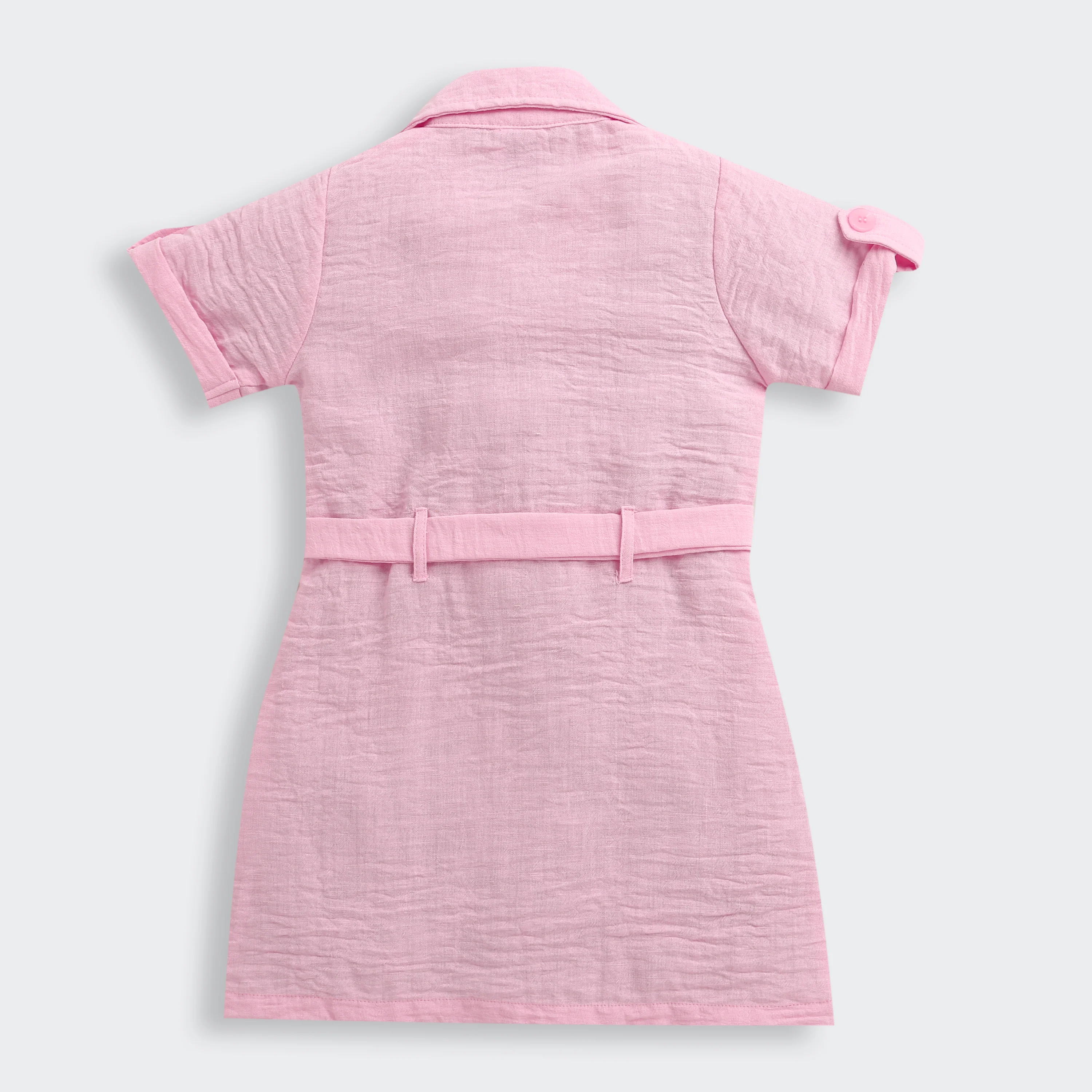 Blush Pink Belted Shirt Dress M2456 - Image 5