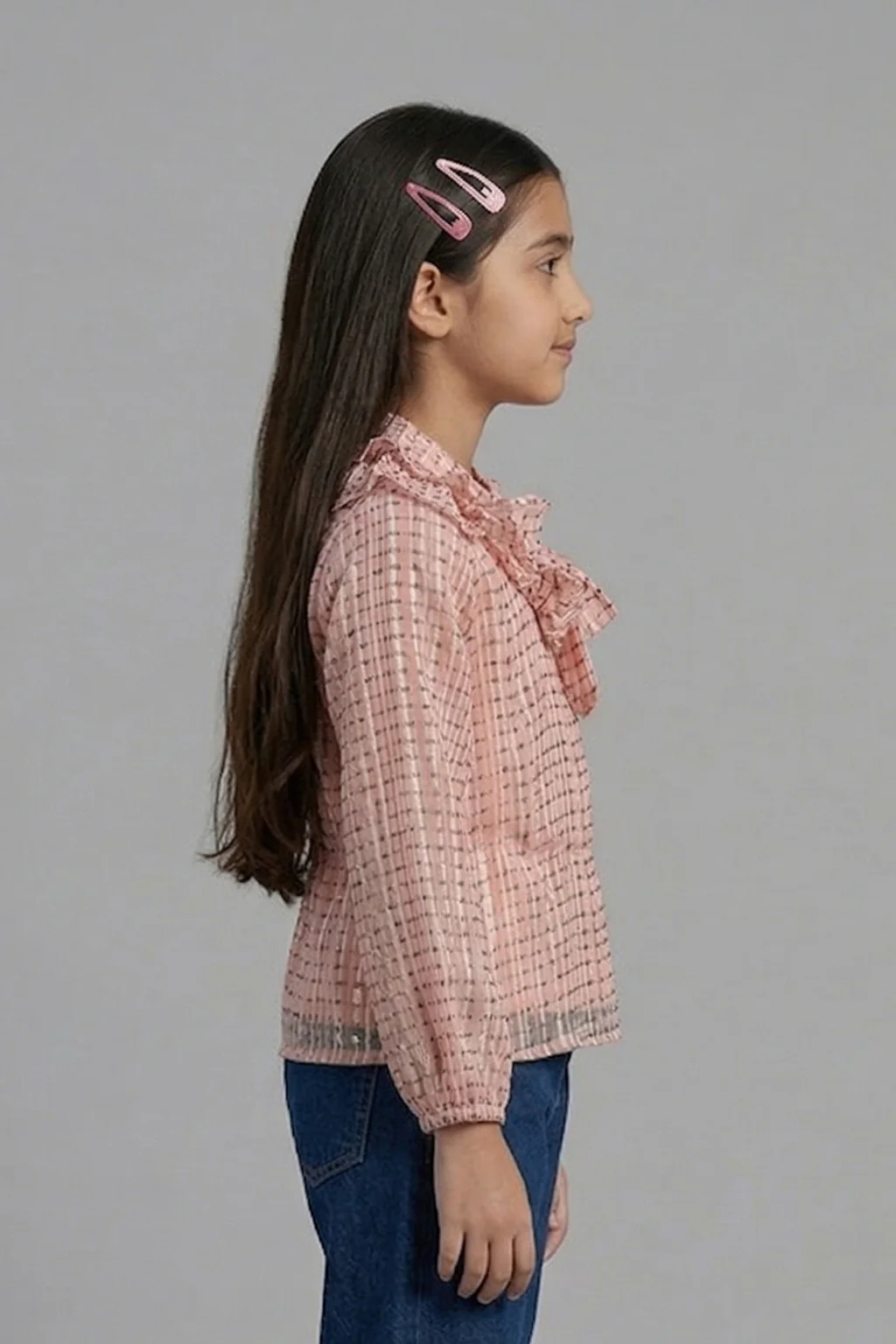 Blush Pink Textured Bow Ruffle Top TG6055 - Image 4