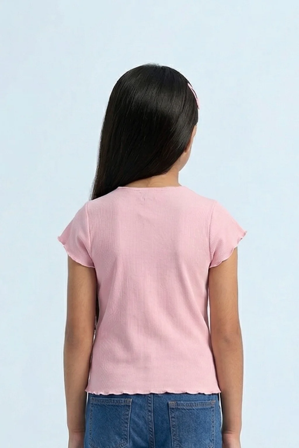 Blush Ribbed Flutter Sleeve Tee TG6133 - Image 2