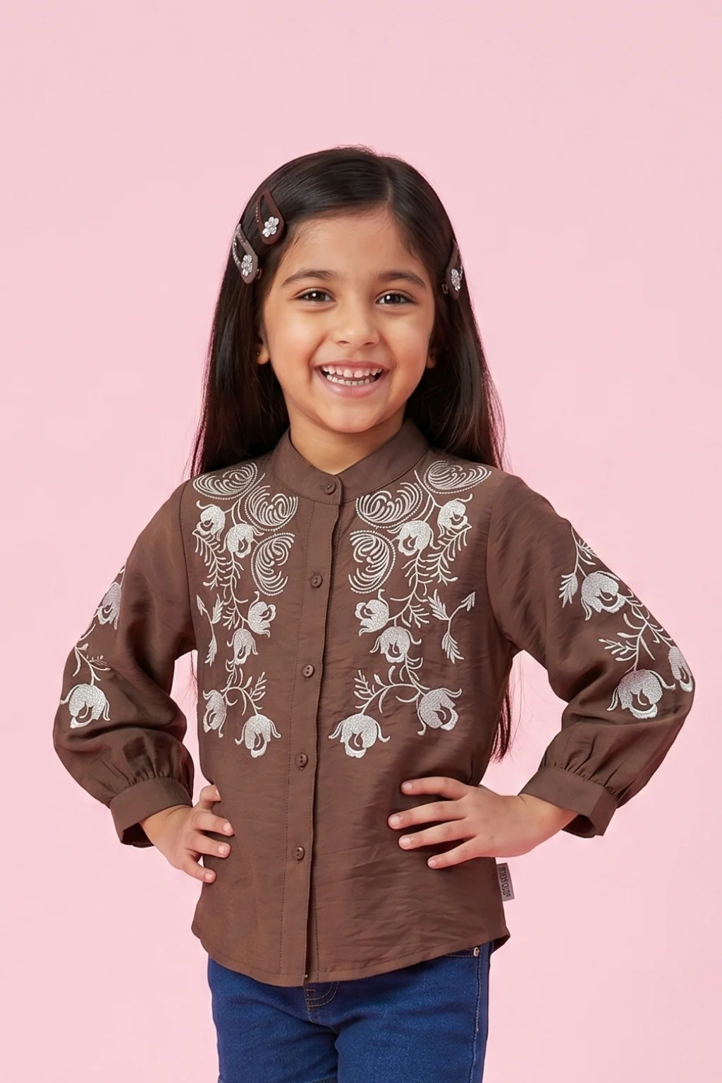 Brown Embroidered Top TG6528