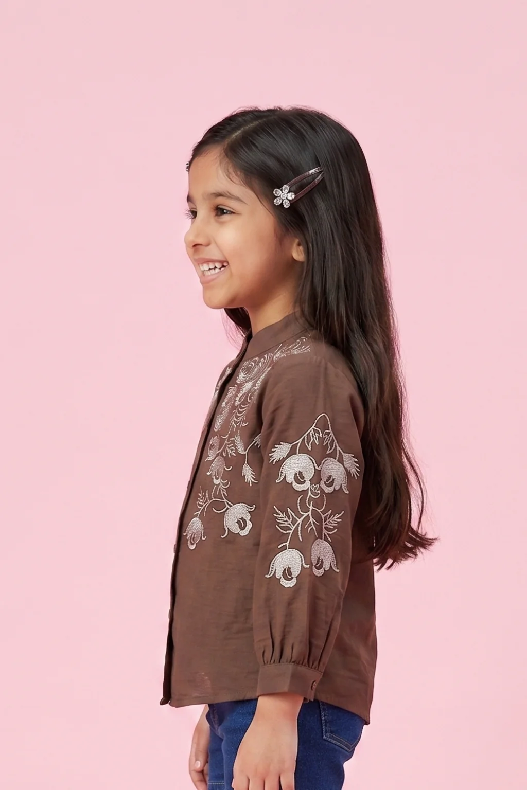 Brown Embroidered Top TG6528 - Image 3