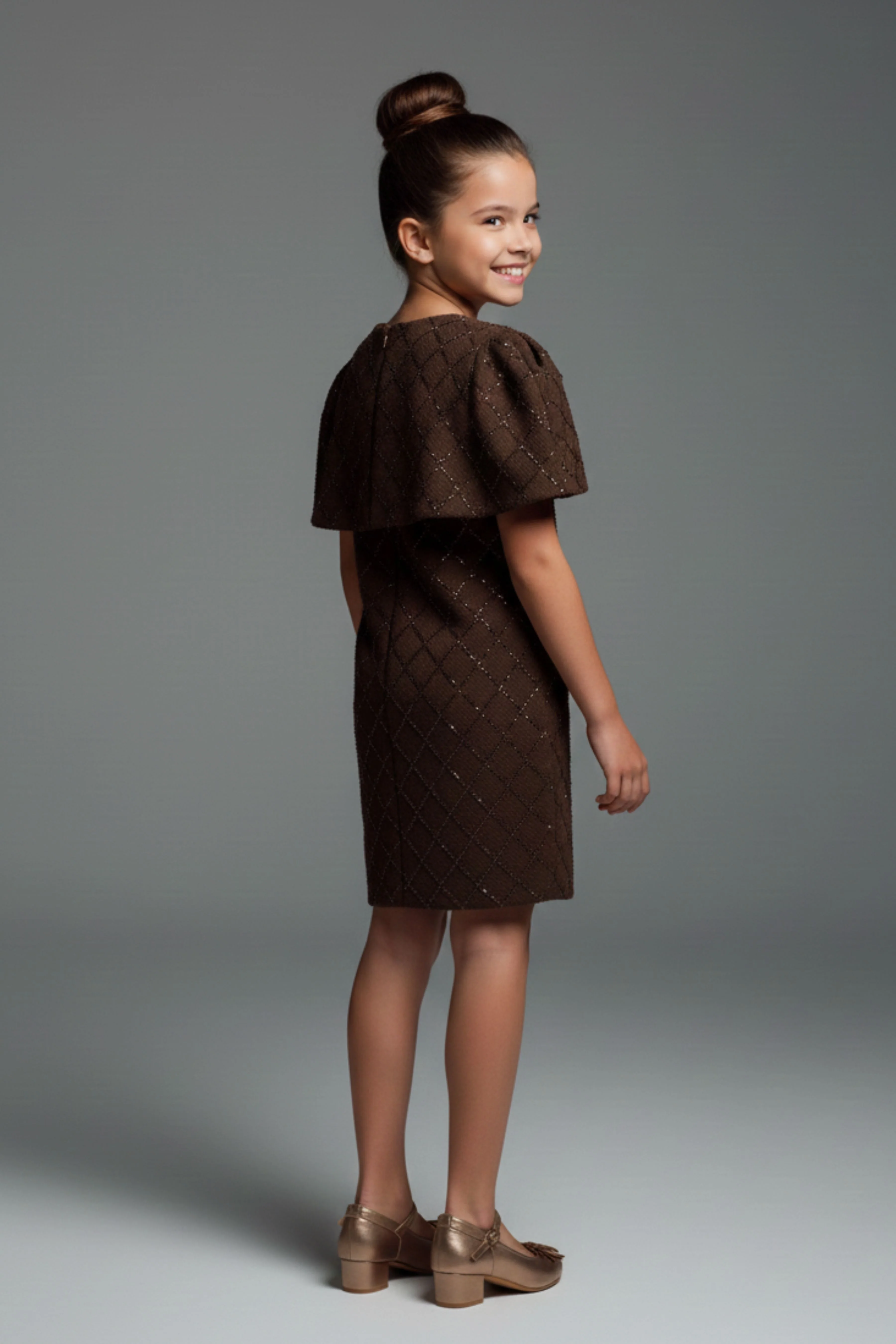 Brown Solid Knitted Dress M2507 - Image 2