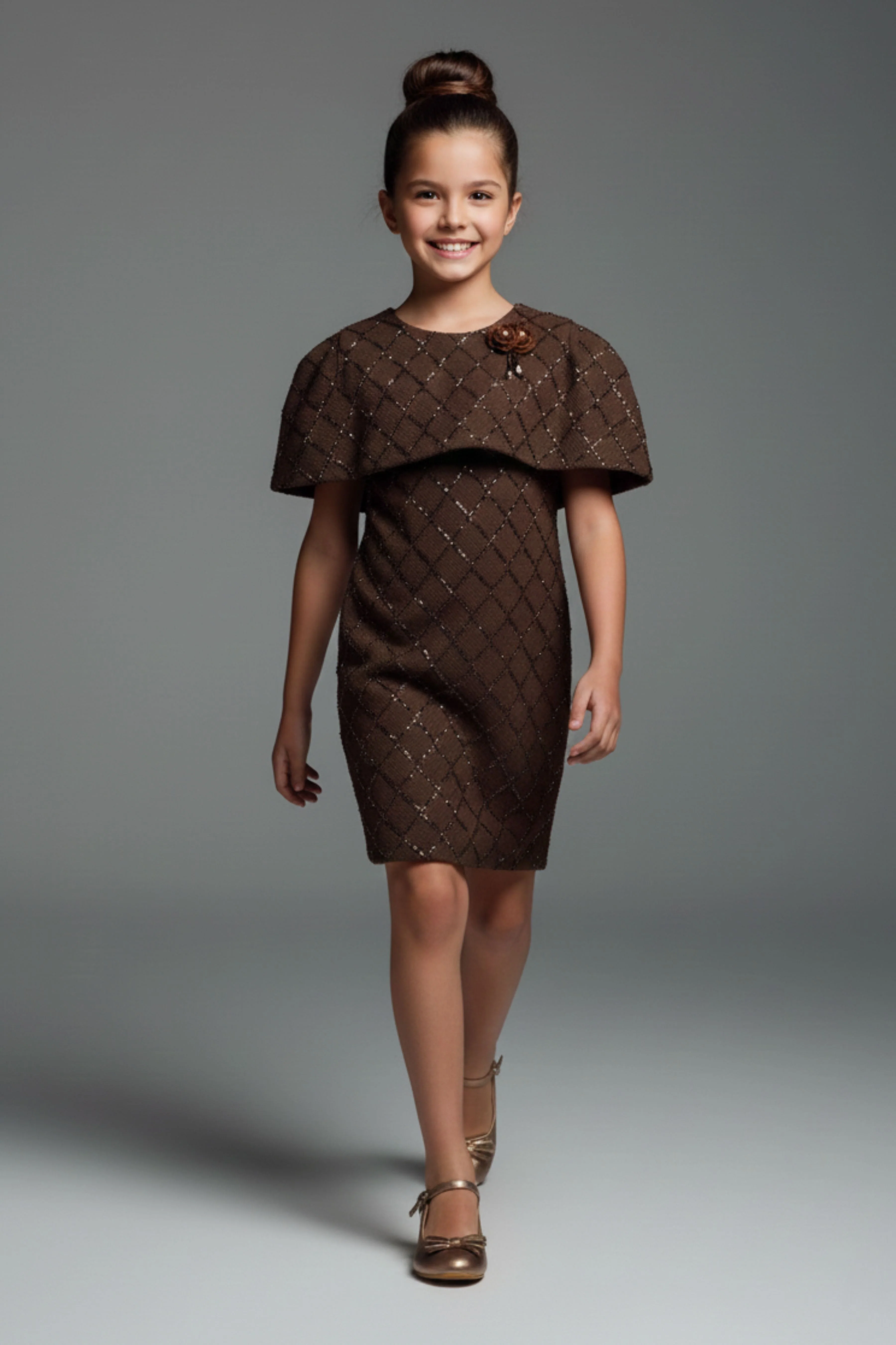 Brown Solid Knitted Dress M2507 - Image 3