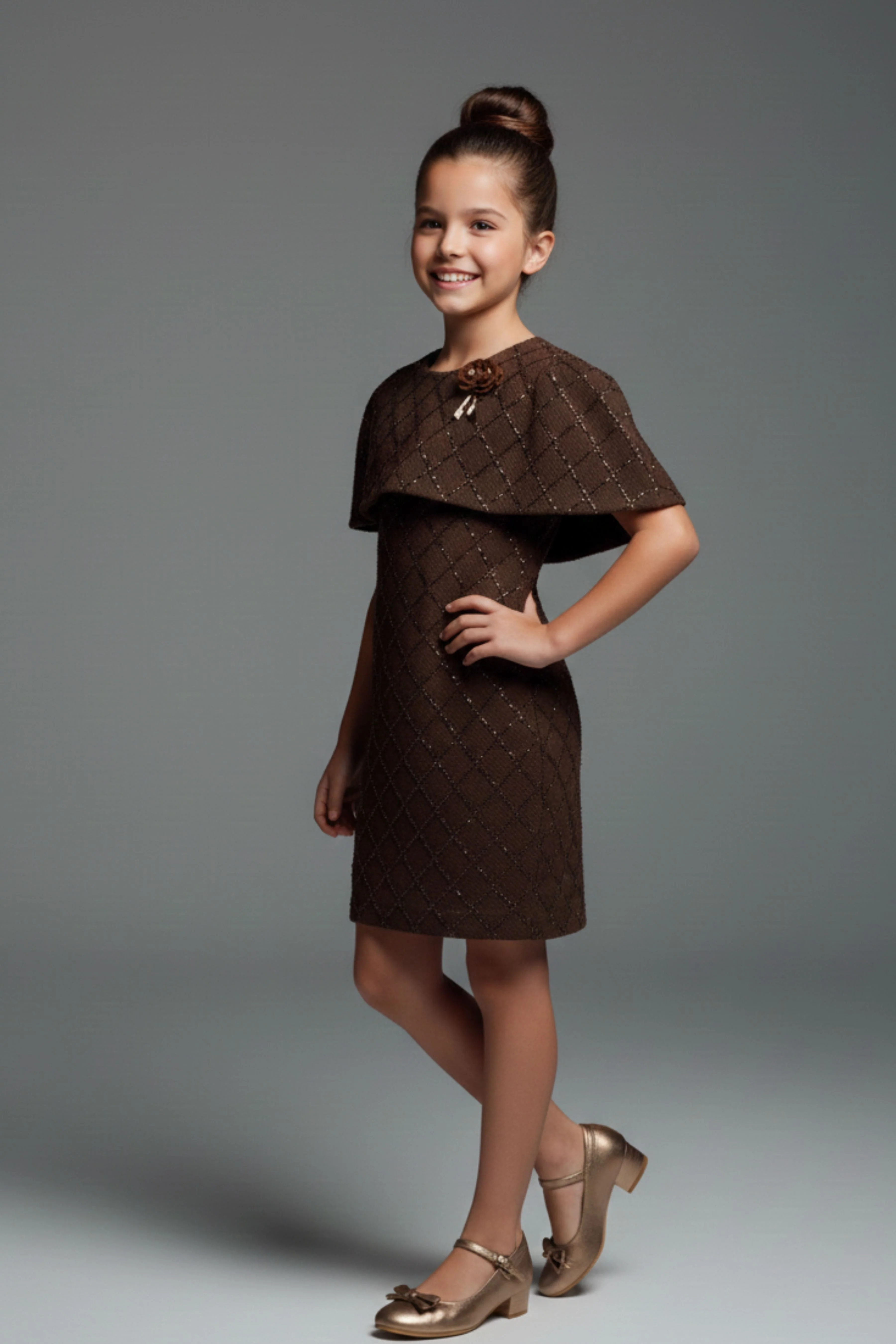 Brown Solid Knitted Dress M2507 - Image 4