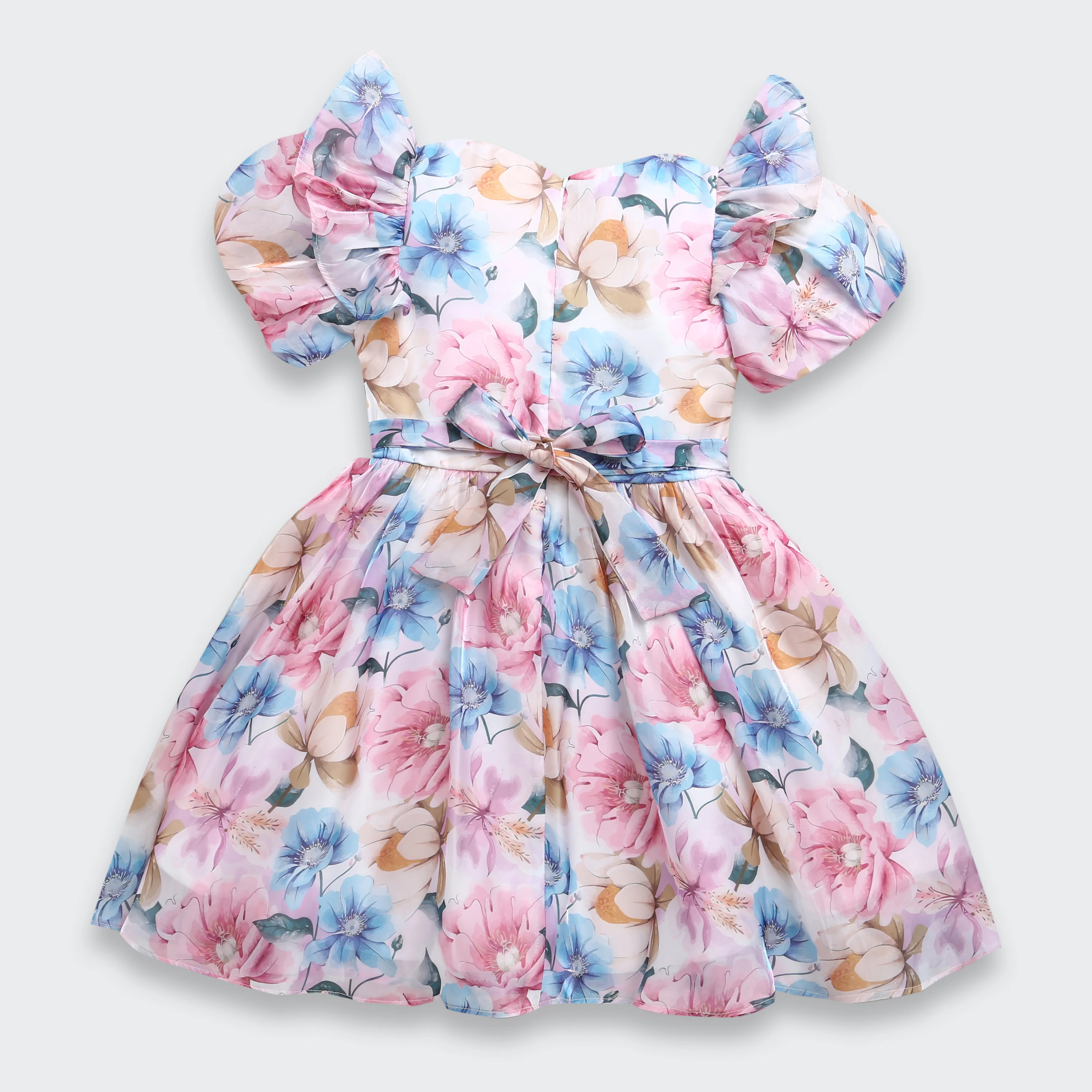 Charming Pastel Floral Puff Sleeve Dress F619 - Image 6