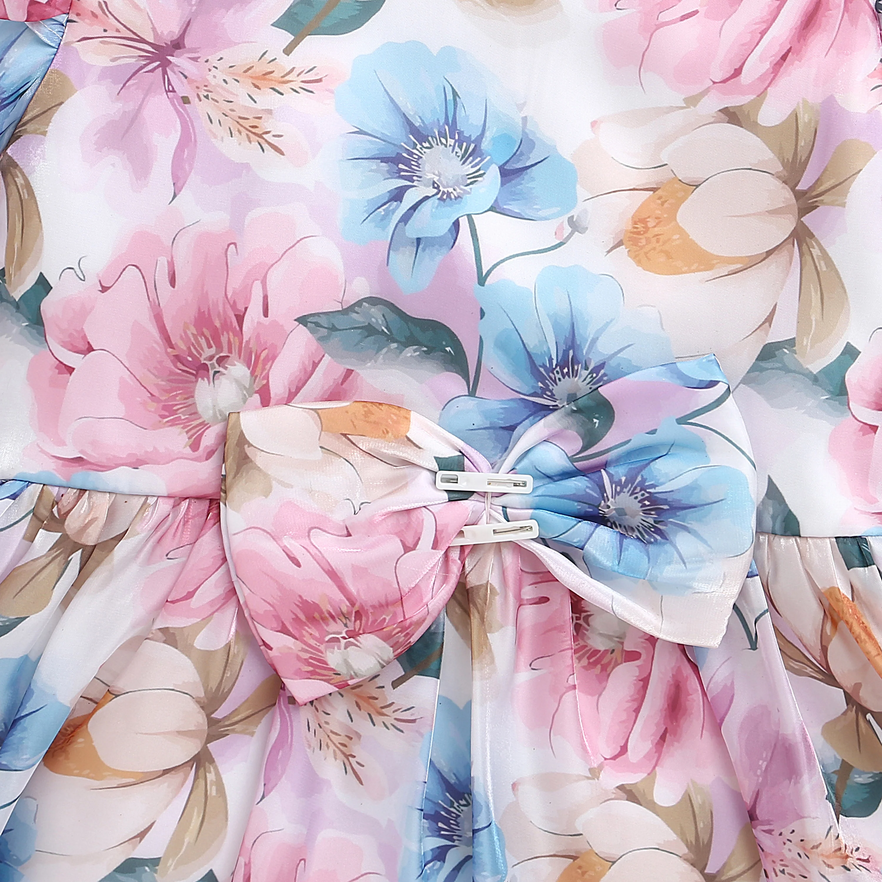 Charming Pastel Floral Puff Sleeve Dress F619 - Image 8