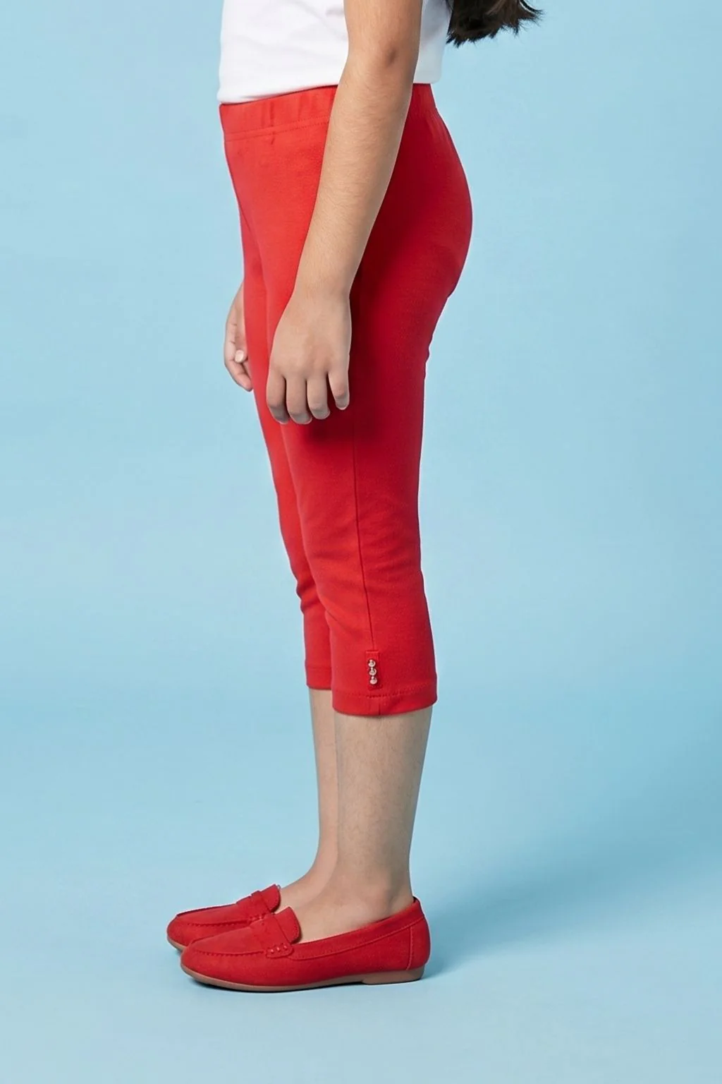 Cherry Red 3/4th Slim Fit Leggings LG725 - Image 3