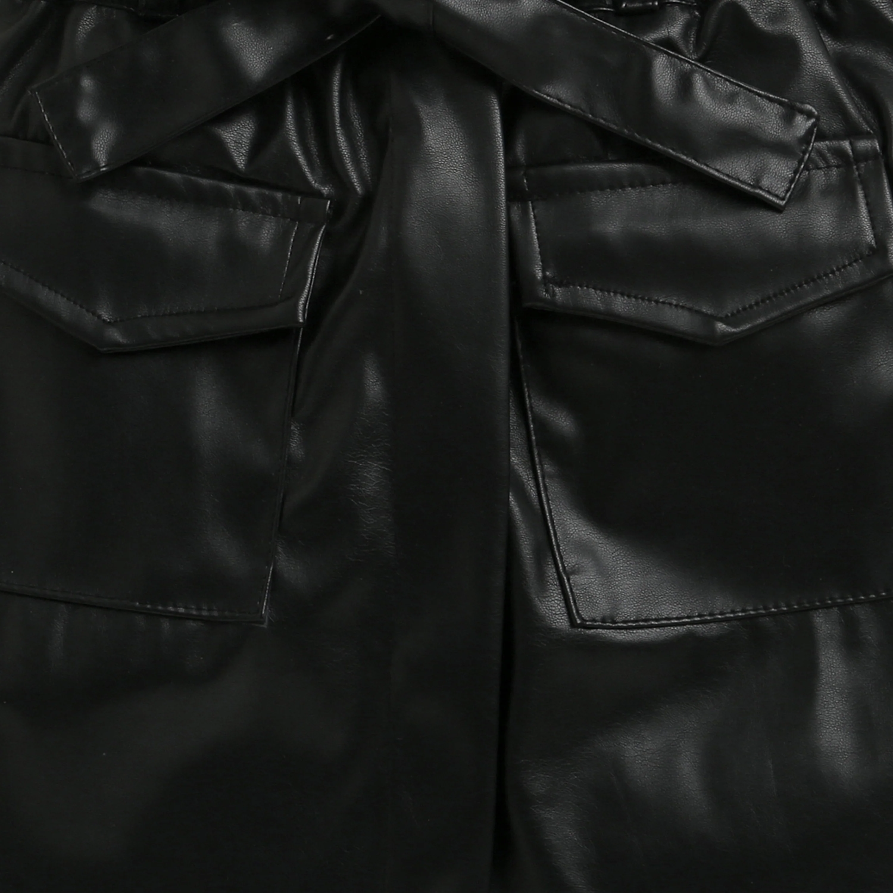 Cool Party Look Black Faux Leather Co-ord Set BASET363 - Image 11