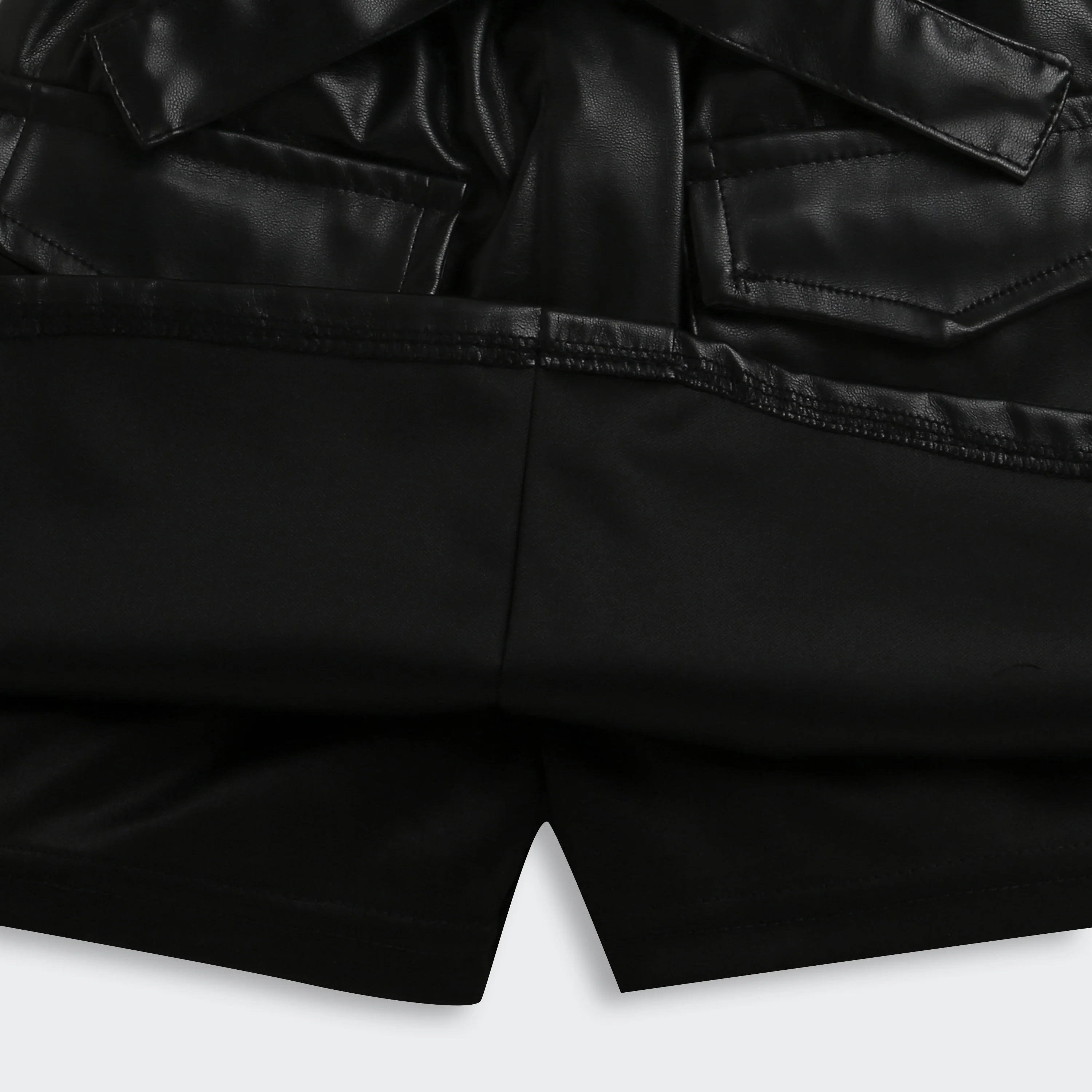 Cool Party Look Black Faux Leather Co-ord Set BASET363 - Image 12